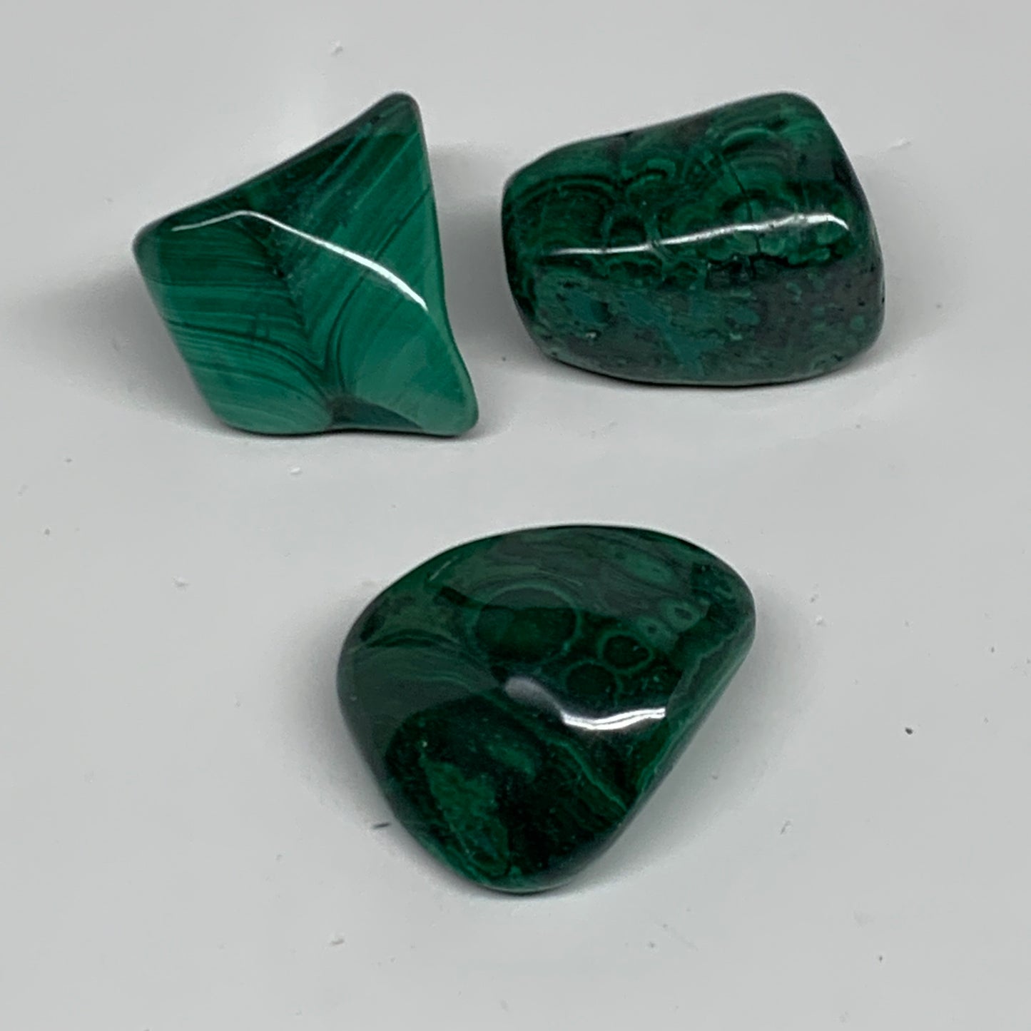 132g, 1.2"-1.5", 3pcs, Natural Small Malachite Tumbled Polished, B32833