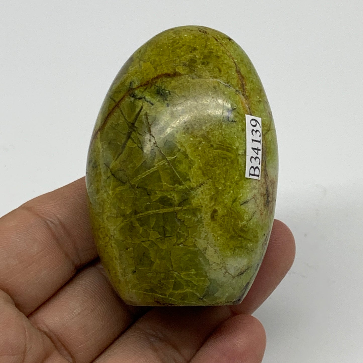 114.3g, 2.4"x1.7"x1.4", Green Opal Crystal Freeform Polished Gemstone, B34139