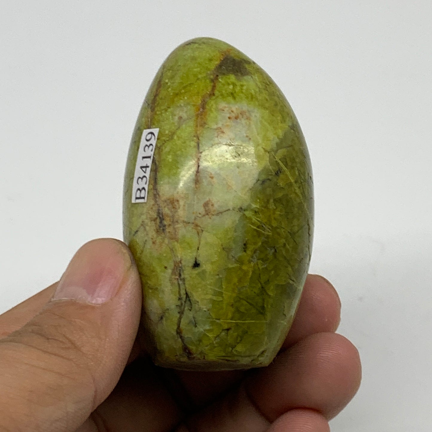 114.3g, 2.4"x1.7"x1.4", Green Opal Crystal Freeform Polished Gemstone, B34139