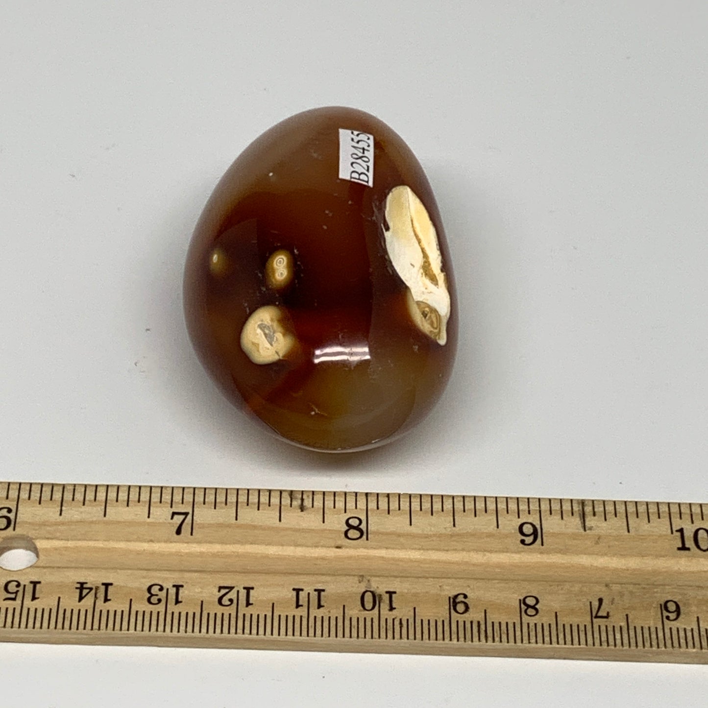 116.6g, 2.5"x1.6"x1.3", Red Carnelian Palm-Stone Gem Crystal Polished, B28455