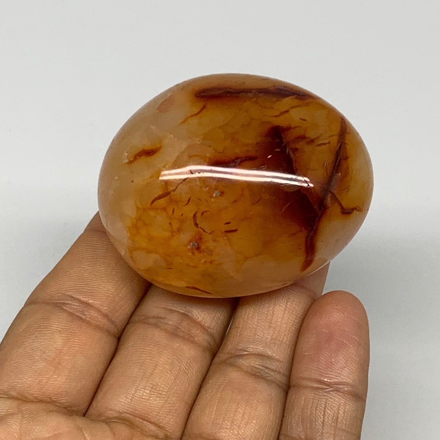 94.9g, 2.1"x1.7"x1.2", Red Carnelian Palm-Stone Gem Crystal Polished, B28458