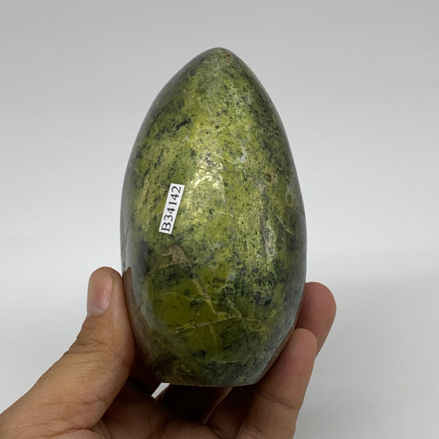 1.13 lbs, 3.9"x3.1"x2.2", Green Opal Crystal Freeform Polished Gemstone, B34142