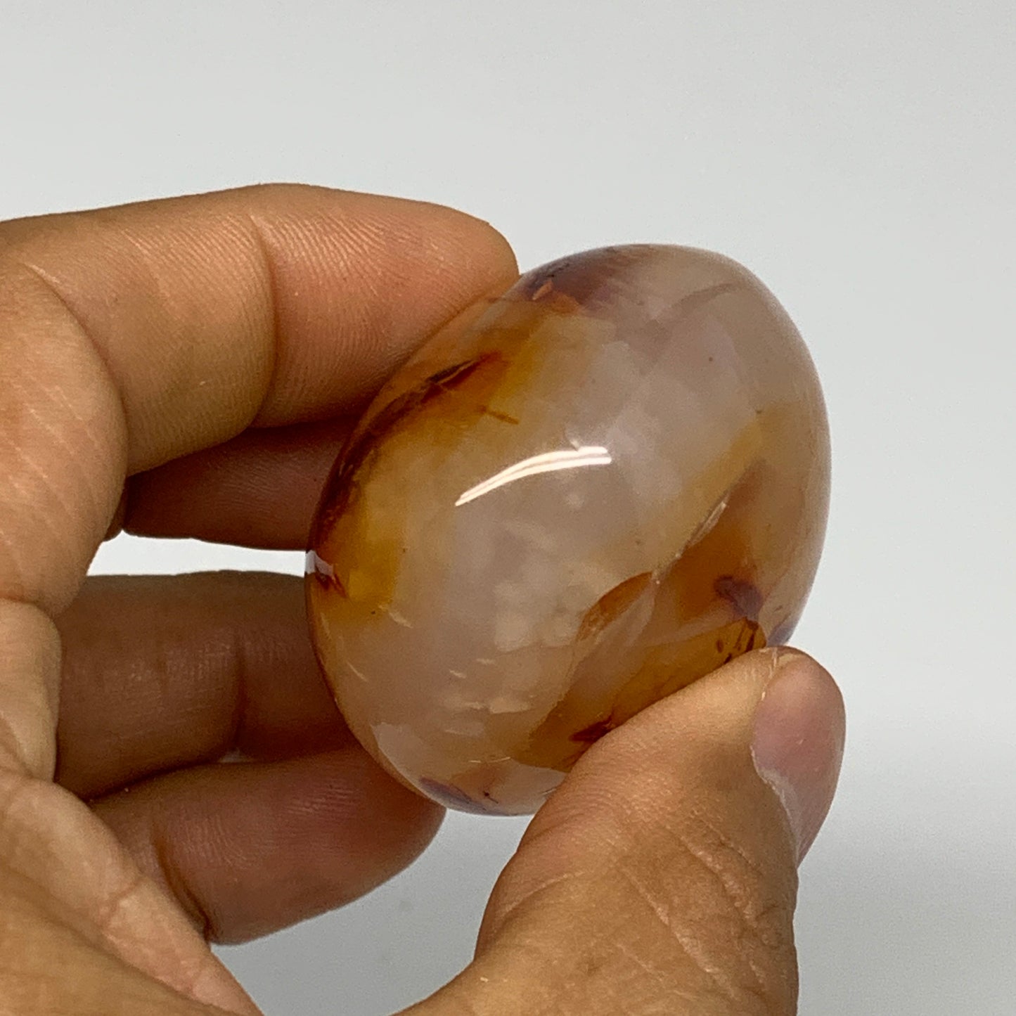 94.9g, 2.1"x1.7"x1.2", Red Carnelian Palm-Stone Gem Crystal Polished, B28458