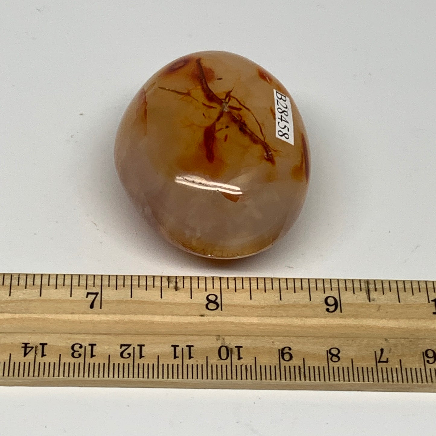 94.9g, 2.1"x1.7"x1.2", Red Carnelian Palm-Stone Gem Crystal Polished, B28458