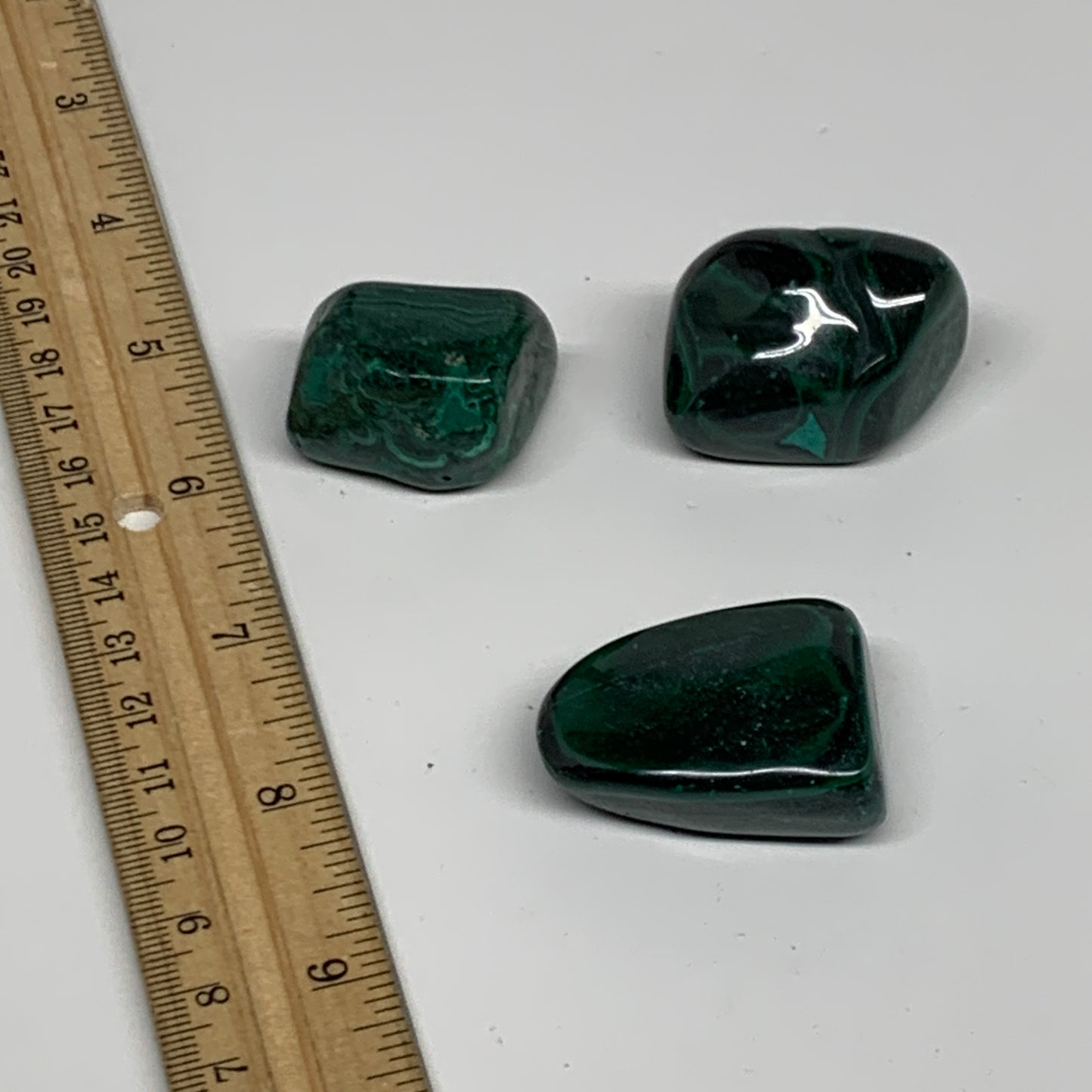 155.3g, 1.2"-1.5", 3pcs, Natural Small Malachite Tumbled Polished, B32836