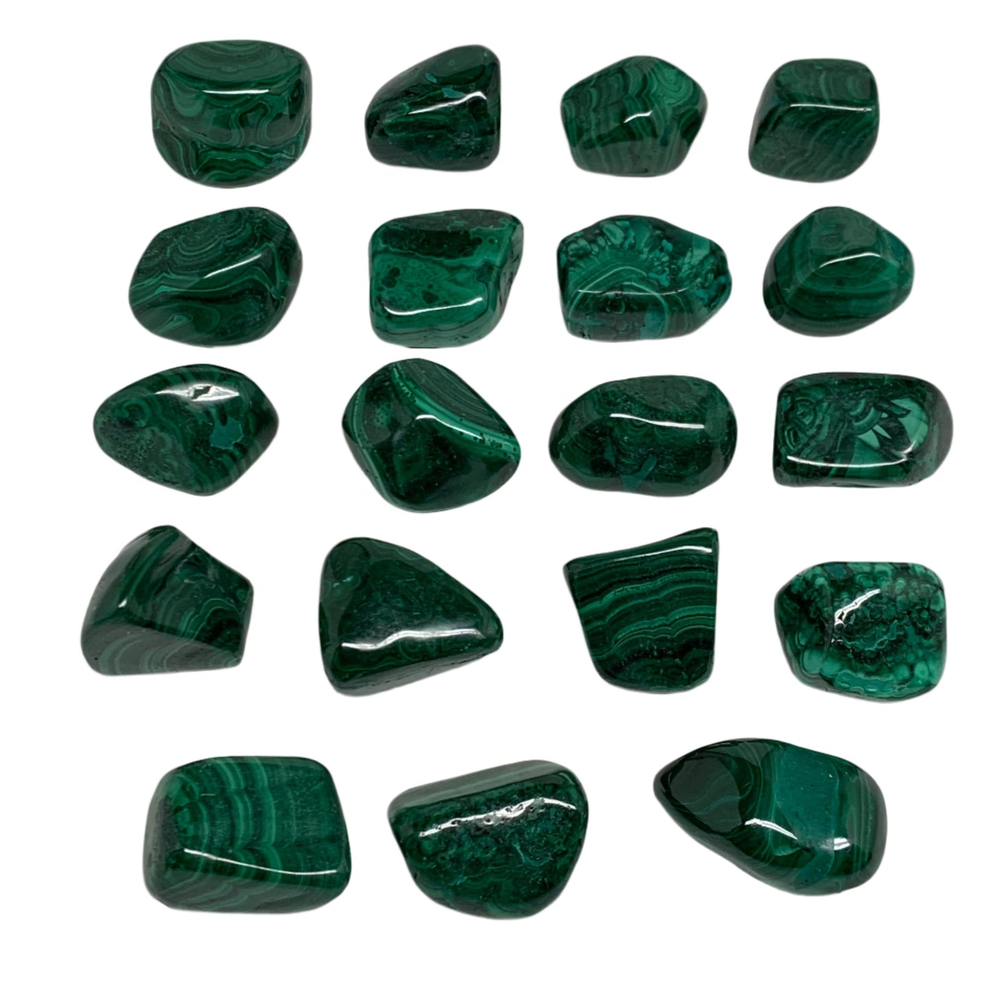 980g (2.16 lbs), 1.1"-1.6",19pcs, Natural Malachite Tumbled @Congo, B32837