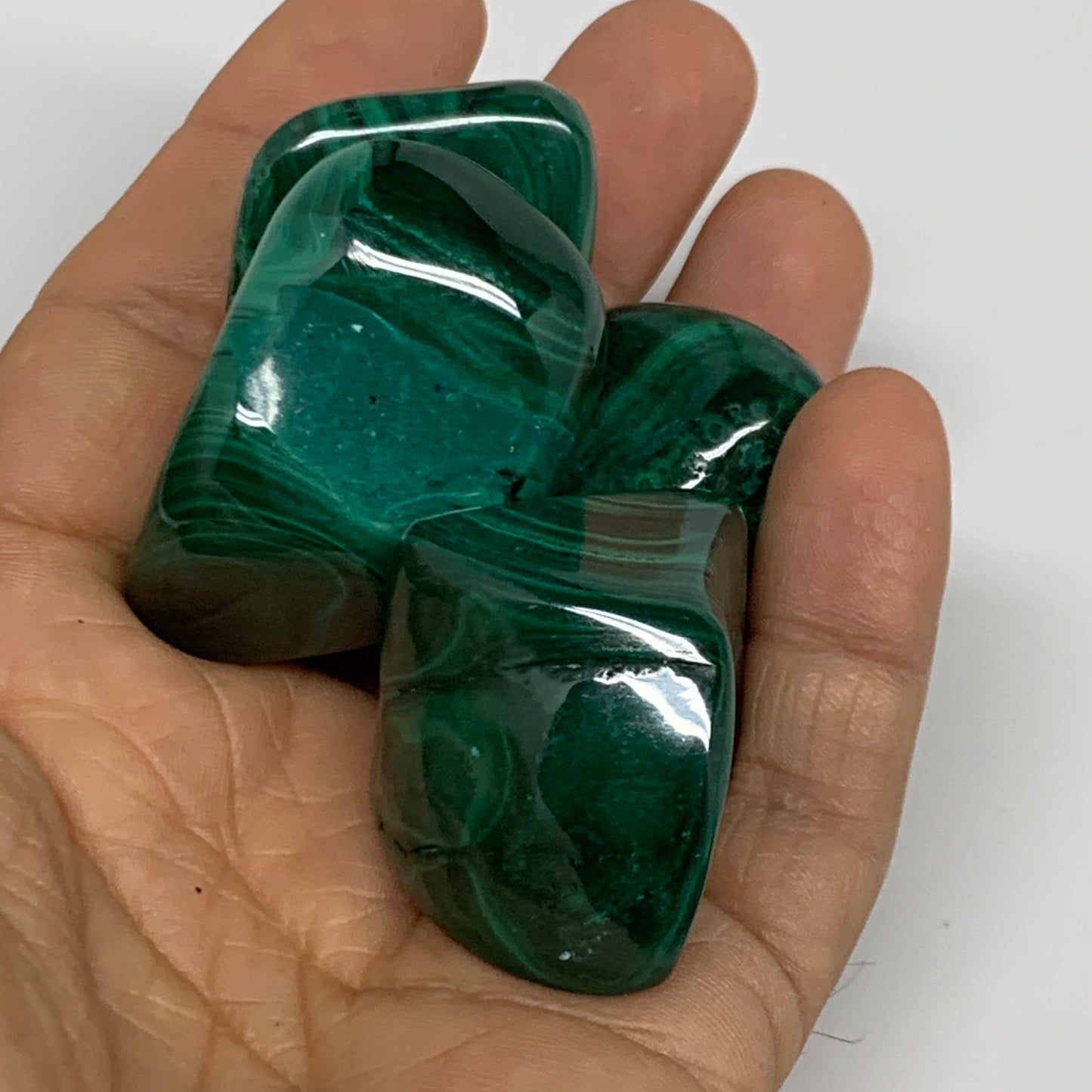 980g (2.16 lbs), 1.1"-1.6",19pcs, Natural Malachite Tumbled @Congo, B32837