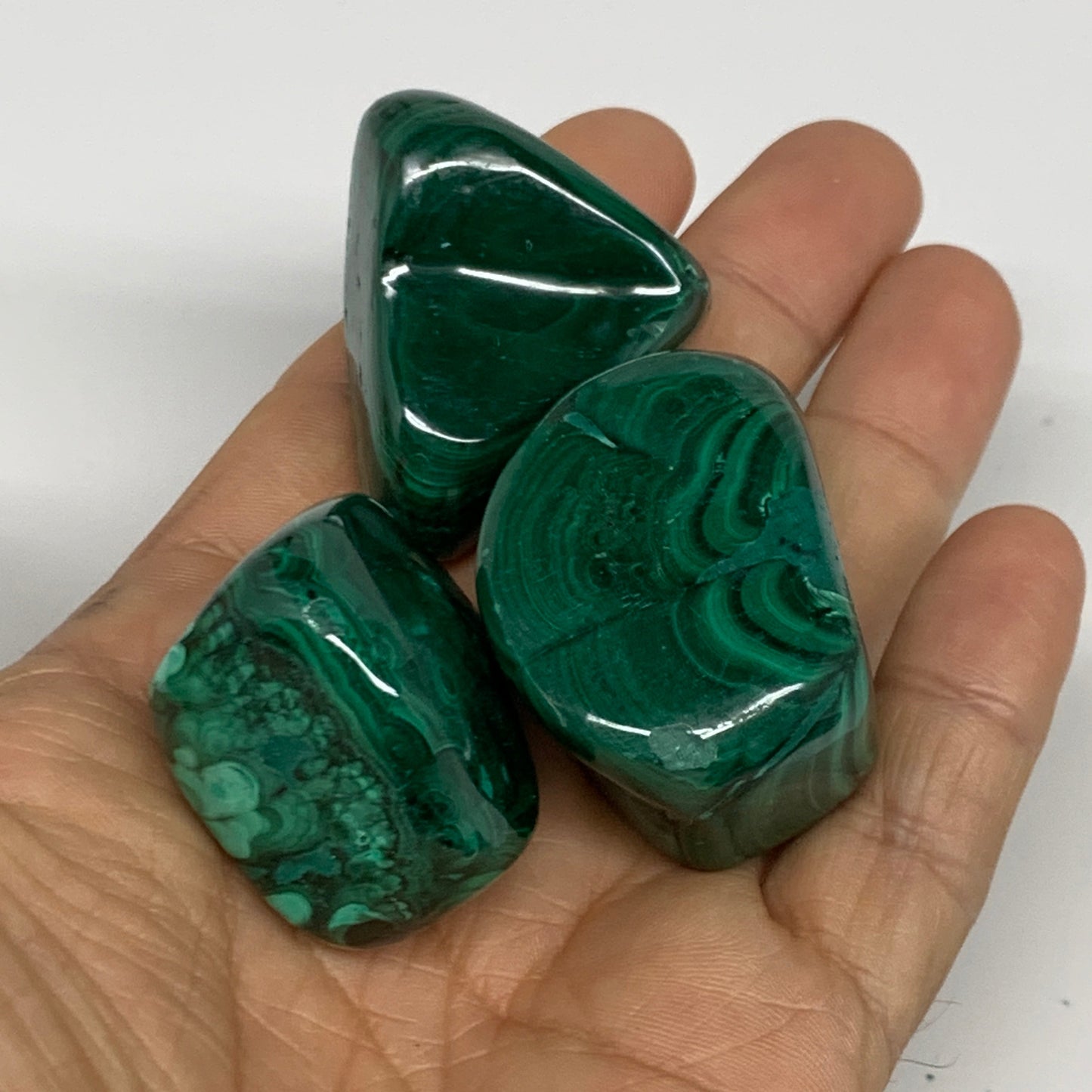 980g (2.16 lbs), 1.1"-1.6",19pcs, Natural Malachite Tumbled @Congo, B32837