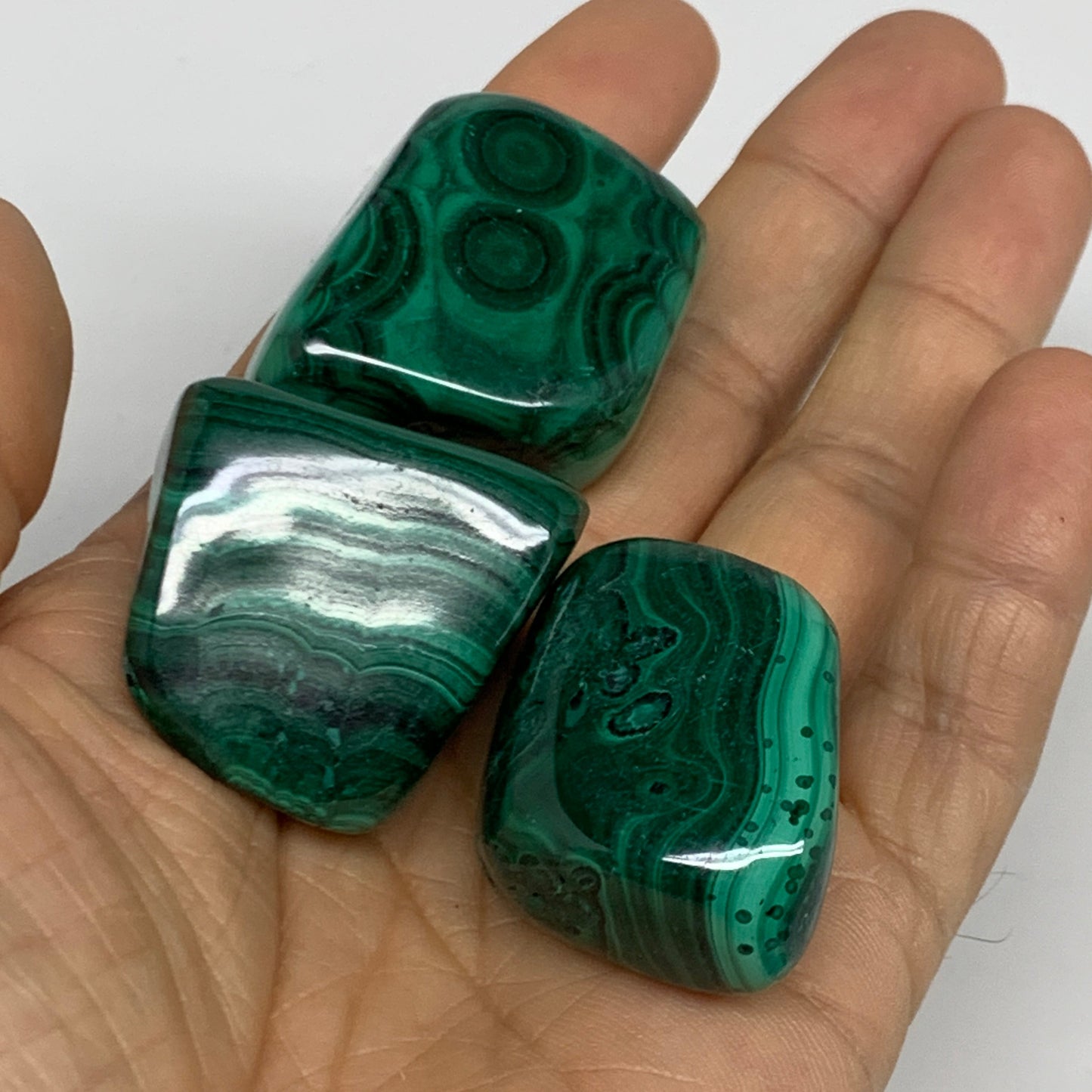 980g (2.16 lbs), 1.1"-1.6",19pcs, Natural Malachite Tumbled @Congo, B32837