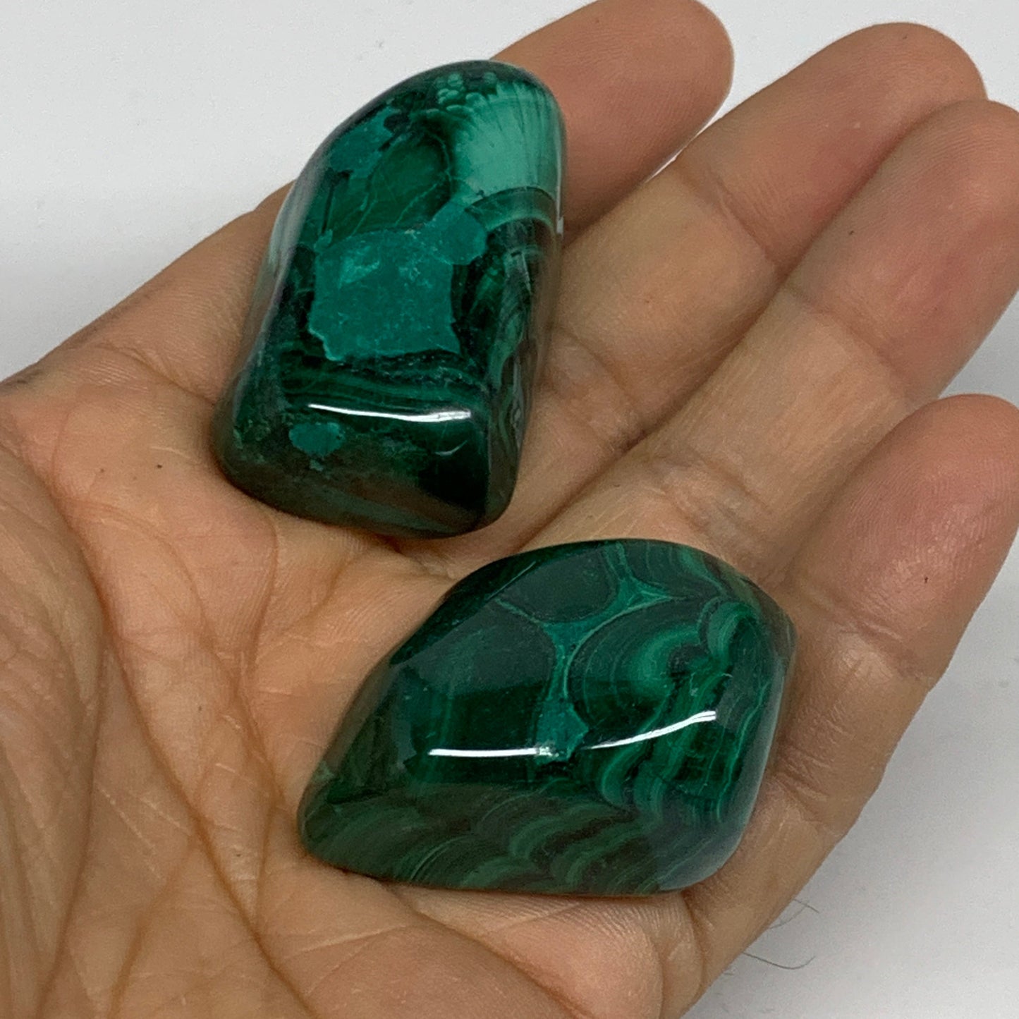 980g (2.16 lbs), 1.1"-1.6",19pcs, Natural Malachite Tumbled @Congo, B32837