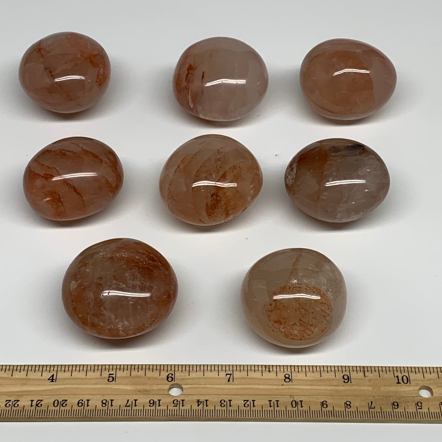 2.25 Lbs, 1.9-2.1", 8pcs, Red Hematoid Palm-Stone Polished Wholesale , B30696