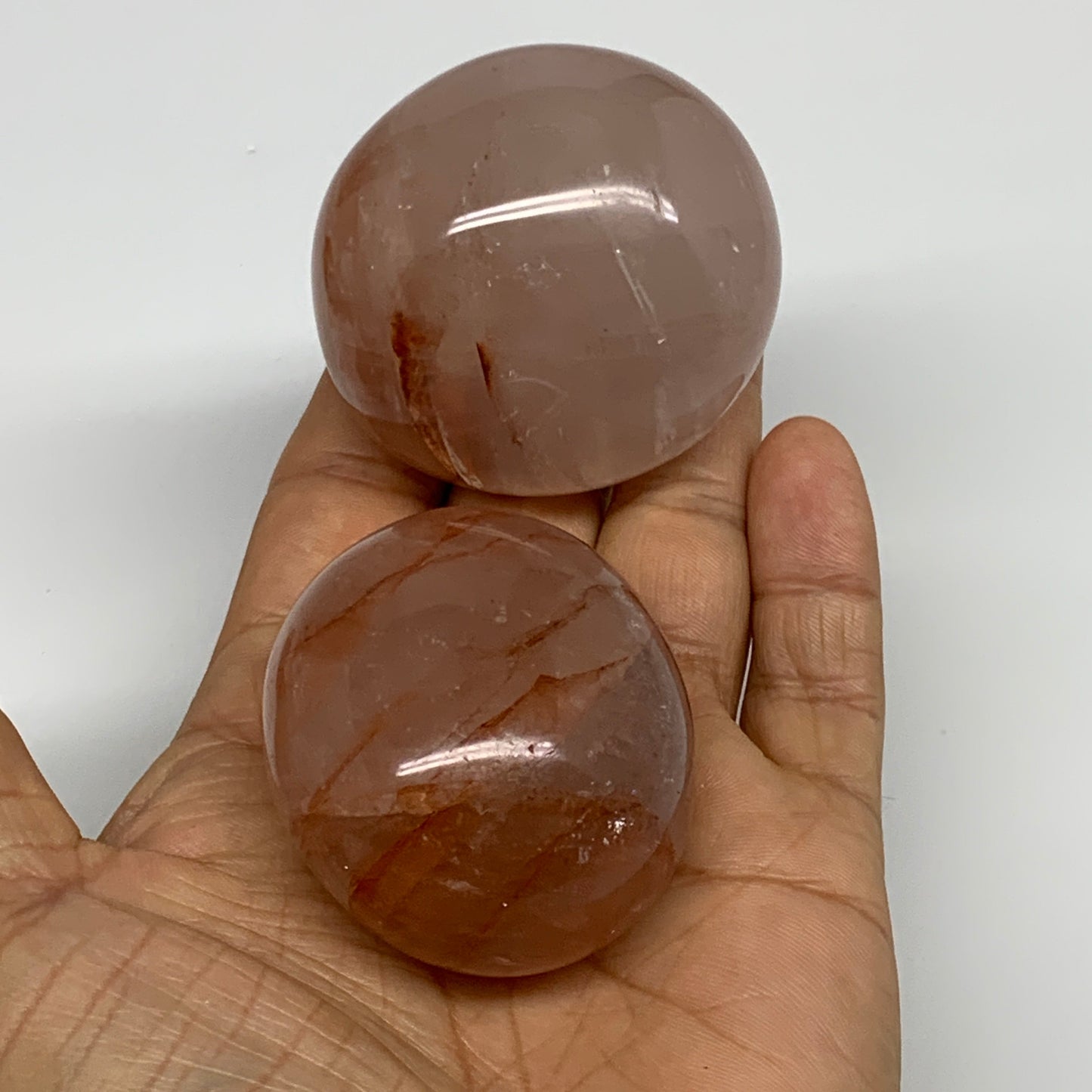 2.25 Lbs, 1.9-2.1", 8pcs, Red Hematoid Palm-Stone Polished Wholesale , B30696