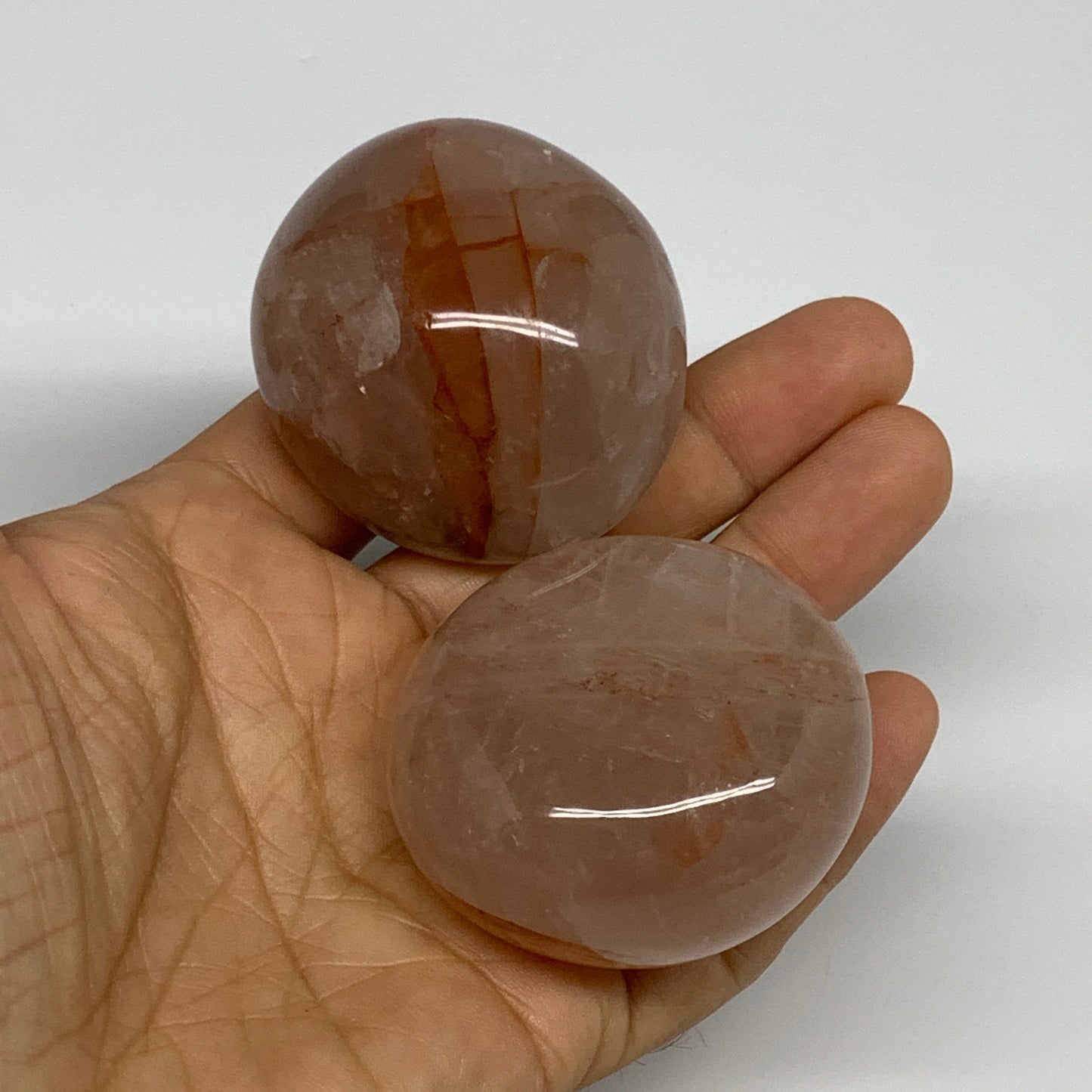 2.25 Lbs, 1.9-2.1", 8pcs, Red Hematoid Palm-Stone Polished Wholesale , B30696