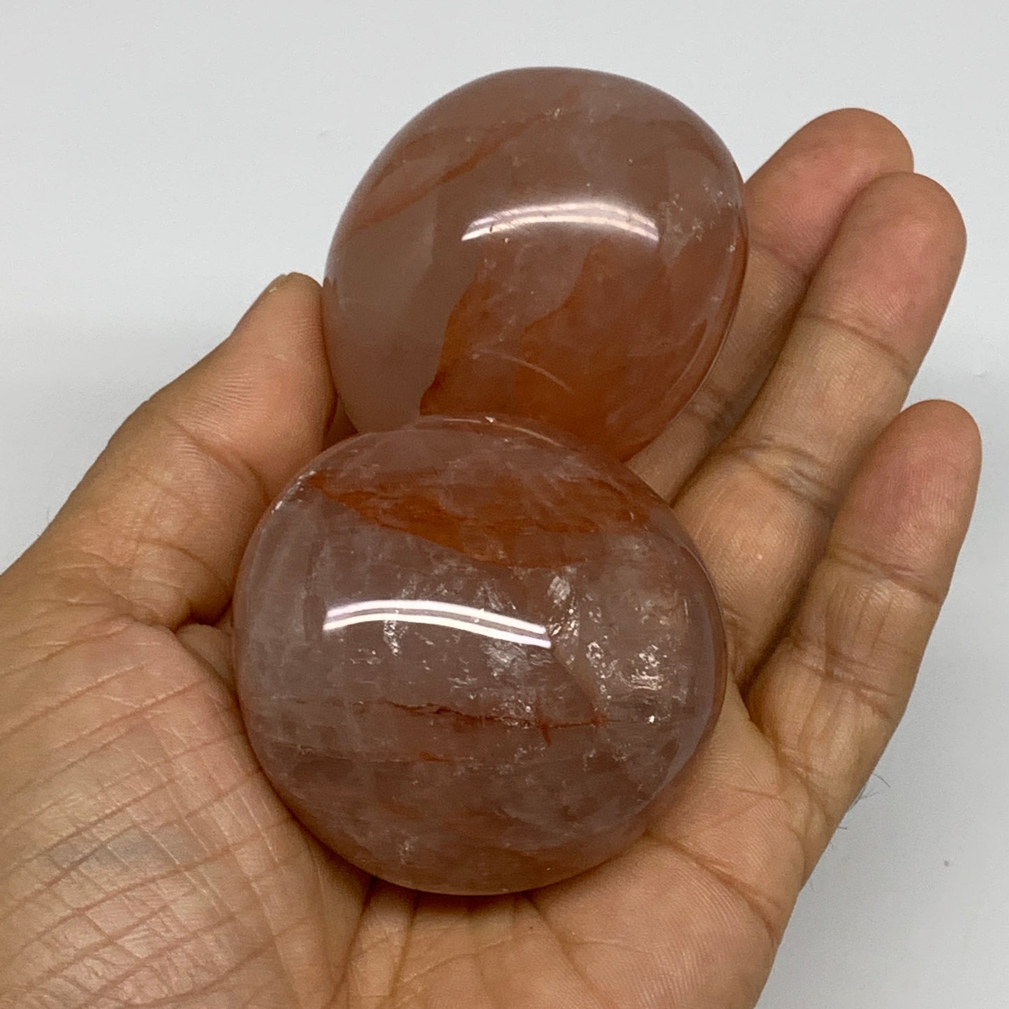 2.25 Lbs, 1.9-2.1", 8pcs, Red Hematoid Palm-Stone Polished Wholesale , B30696