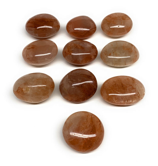 2.26 Lbs, 1.9-2.4", 10pcs, Red Hematoid Palm-Stone Polished Wholesale , B30699