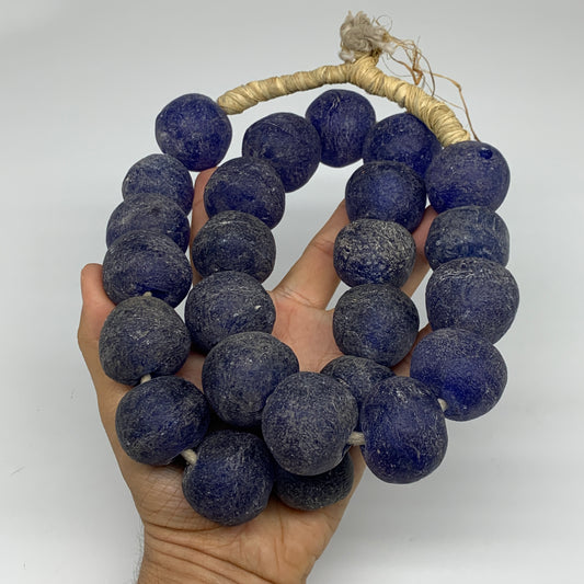 2.24 lbs, 25mm-30mm, 1 Strand, 25 beads, Blue Sea Glass Beads, B35662