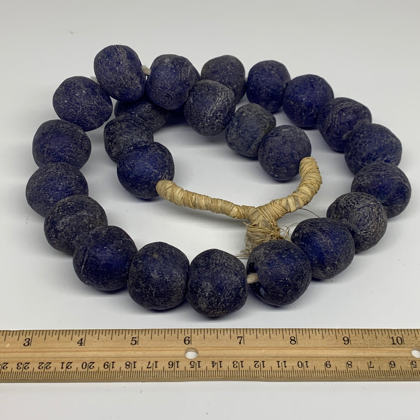 2.24 lbs, 25mm-30mm, 1 Strand, 25 beads, Blue Sea Glass Beads, B35662