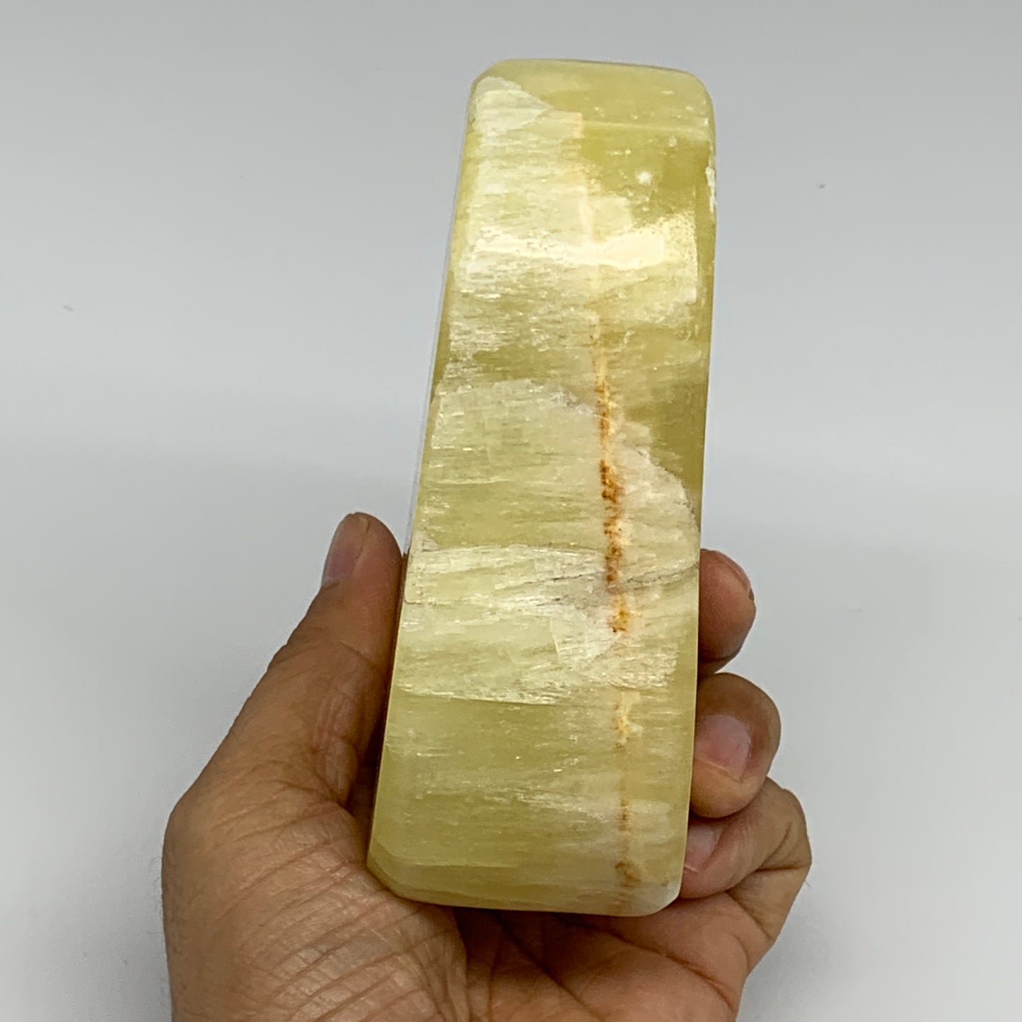 1.58 lbs, 4.5"x2.6"x1.8", Natural Lemon Calcite Freeform Polished @Pakistan, B30