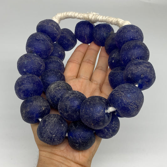 2.3 lbs, 25mm-30mm, 1 Strand, 25 beads, Blue Sea Glass Beads, B35664