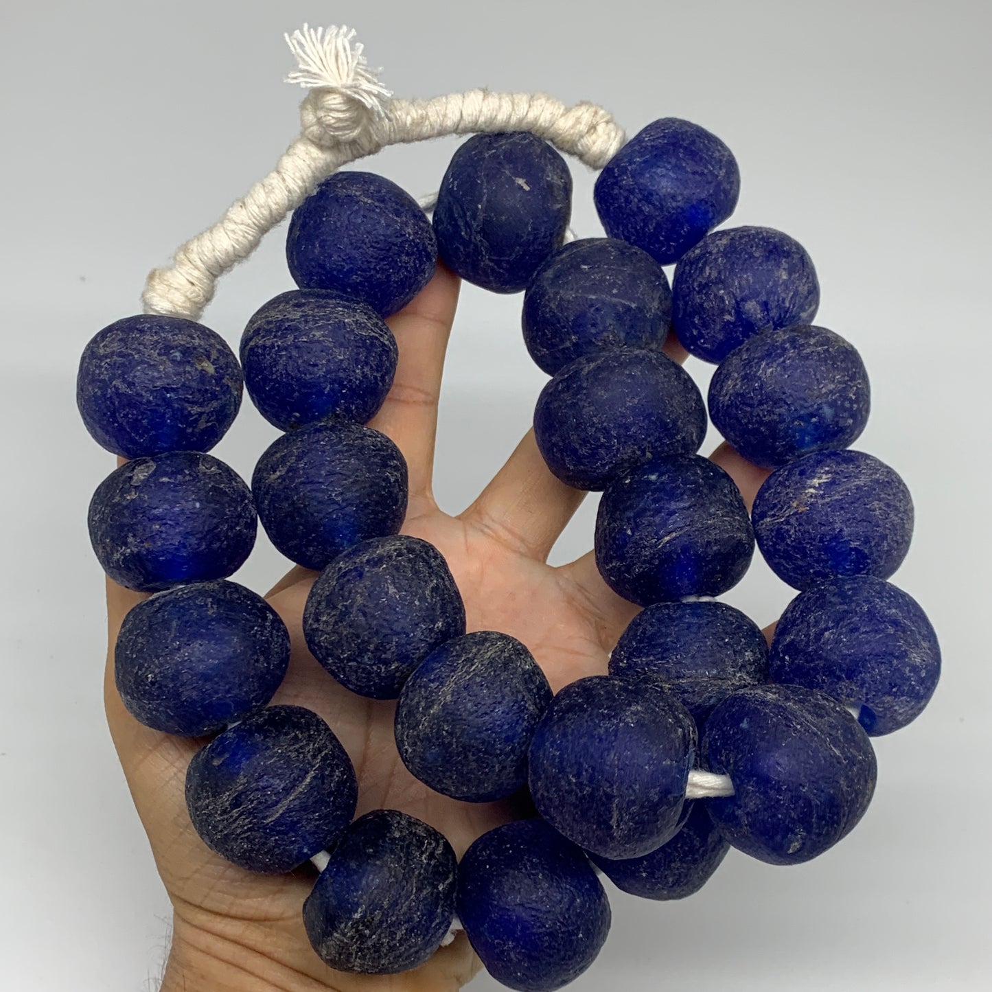 2.24 lbs, 24mm-30mm, 1 Strand, 24 beads, Blue Sea Glass Beads, B35666