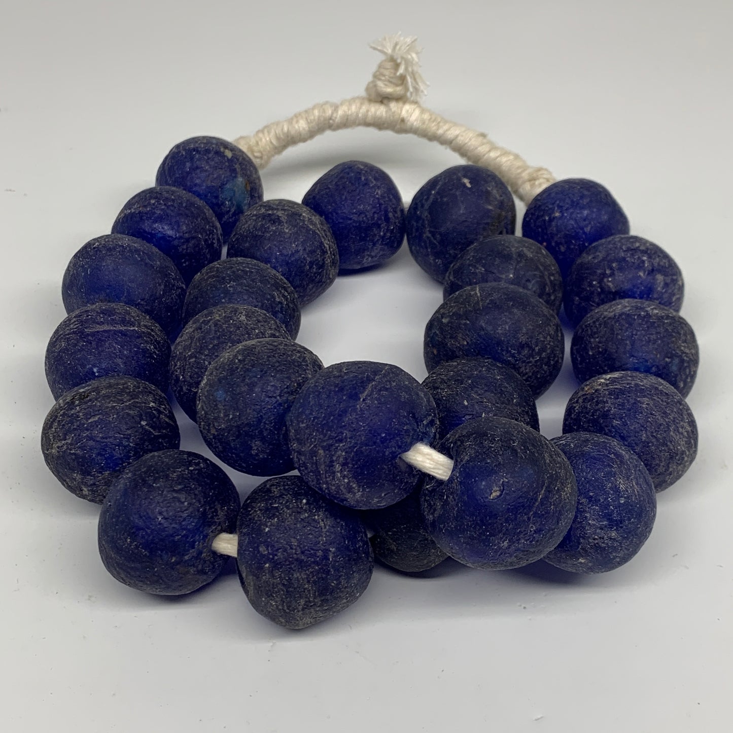 2.24 lbs, 24mm-30mm, 1 Strand, 24 beads, Blue Sea Glass Beads, B35666