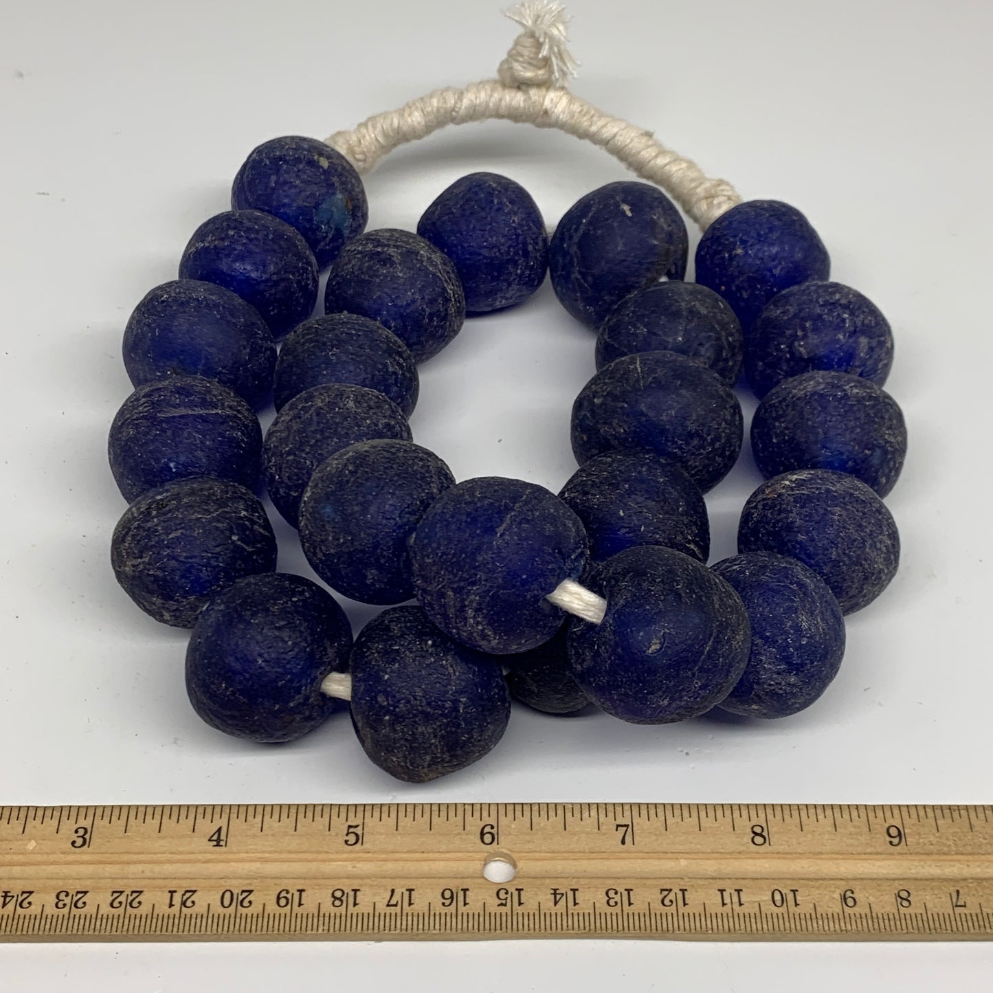 2.24 lbs, 24mm-30mm, 1 Strand, 24 beads, Blue Sea Glass Beads, B35666