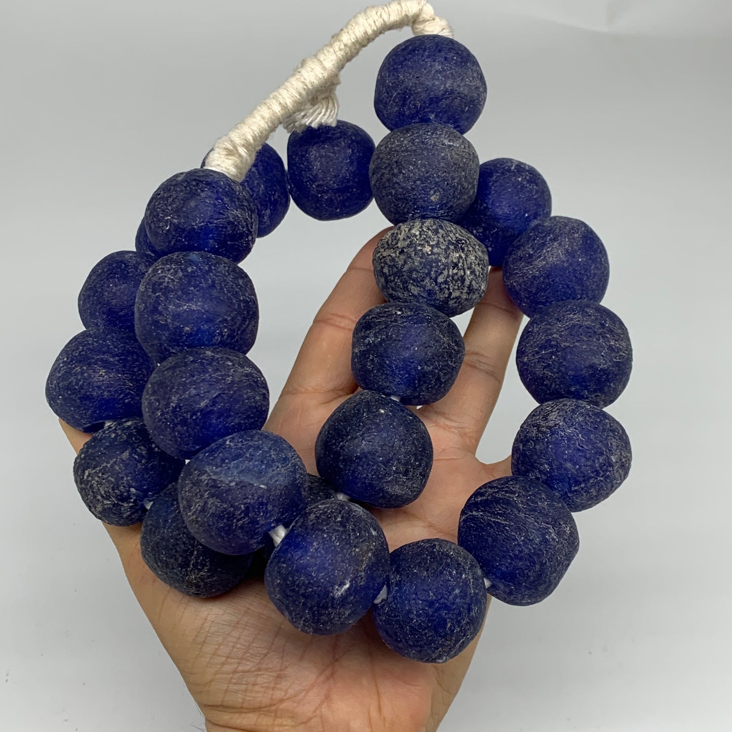 2.23 lbs, 25mm-30mm, 1 Strand, 25 beads, Blue Sea Glass Beads, B35668