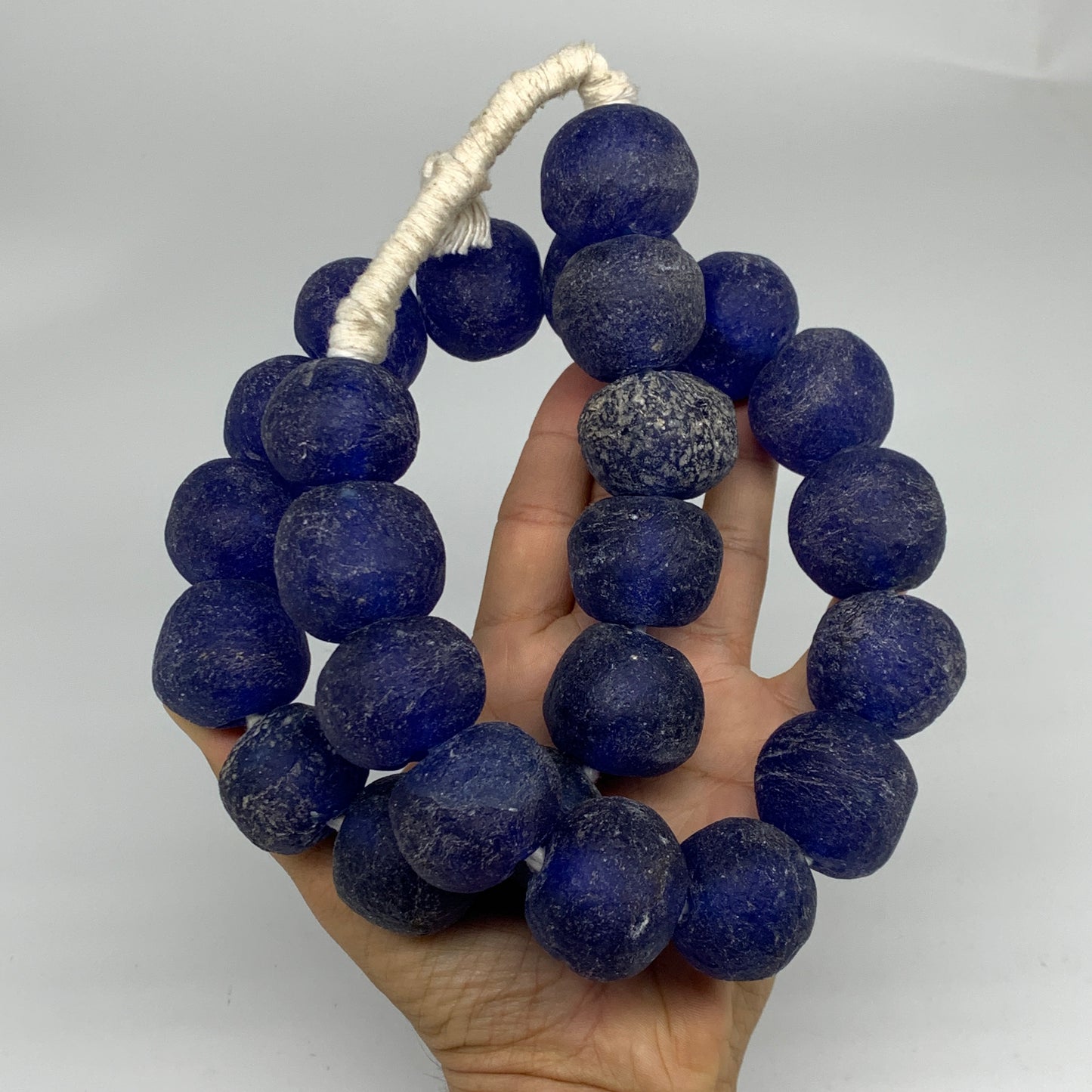 2.23 lbs, 25mm-30mm, 1 Strand, 25 beads, Blue Sea Glass Beads, B35668