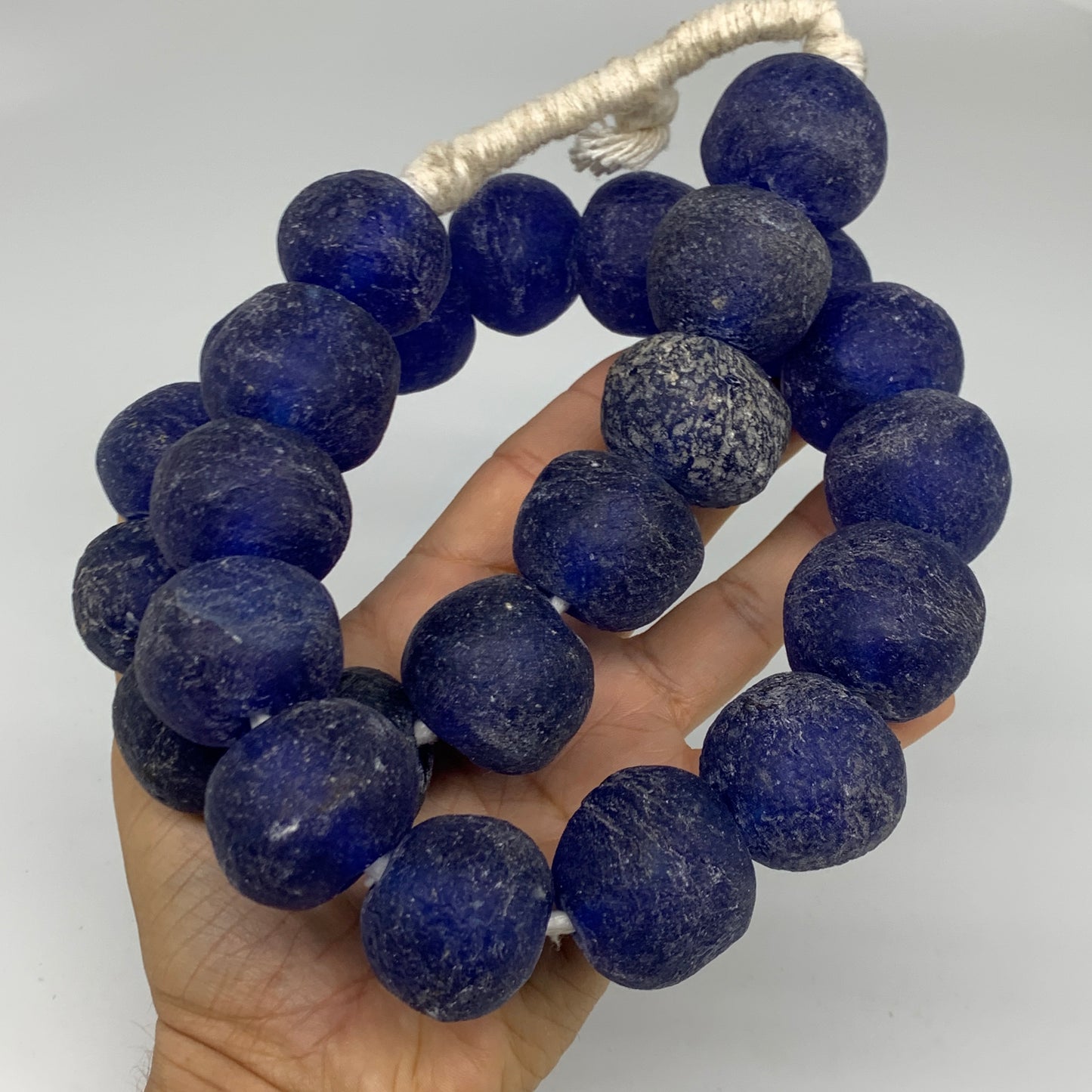 2.23 lbs, 25mm-30mm, 1 Strand, 25 beads, Blue Sea Glass Beads, B35668