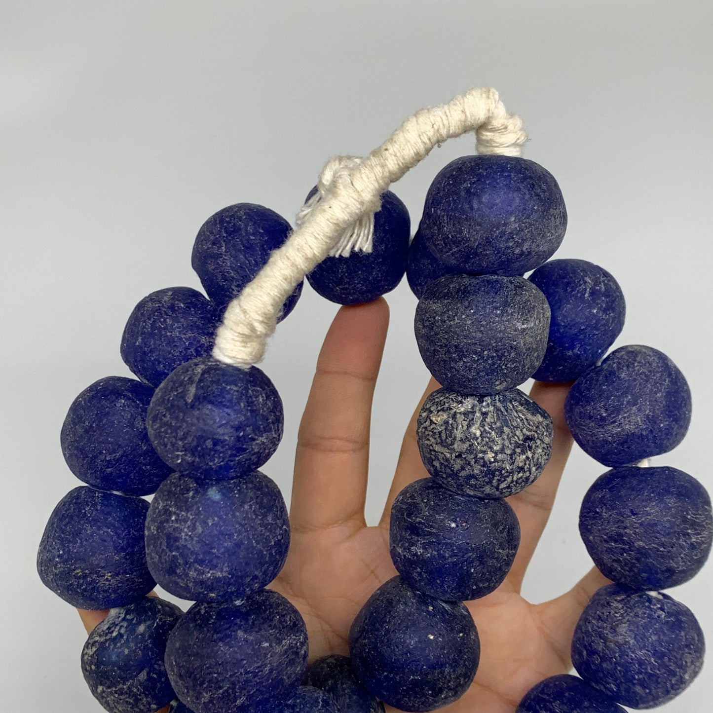 2.23 lbs, 25mm-30mm, 1 Strand, 25 beads, Blue Sea Glass Beads, B35668