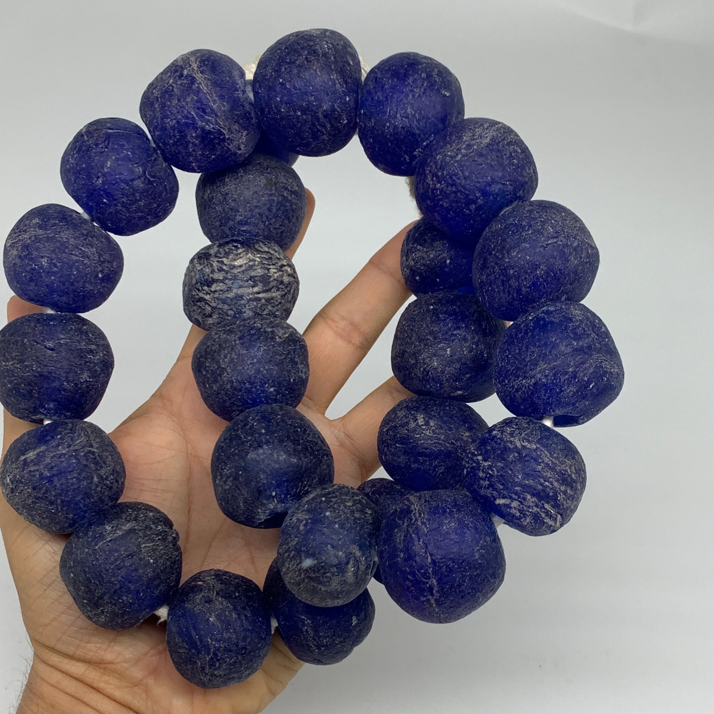 2.23 lbs, 25mm-30mm, 1 Strand, 25 beads, Blue Sea Glass Beads, B35668