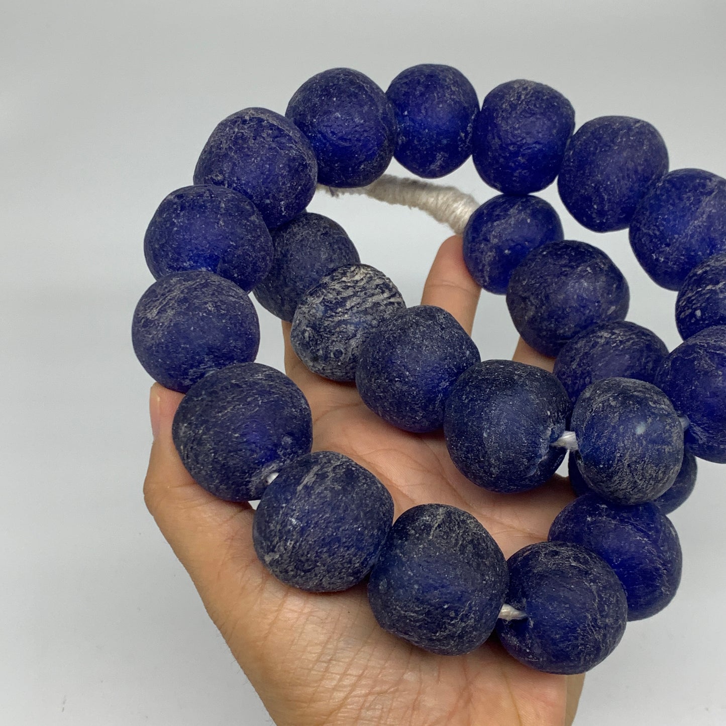 2.23 lbs, 25mm-30mm, 1 Strand, 25 beads, Blue Sea Glass Beads, B35668