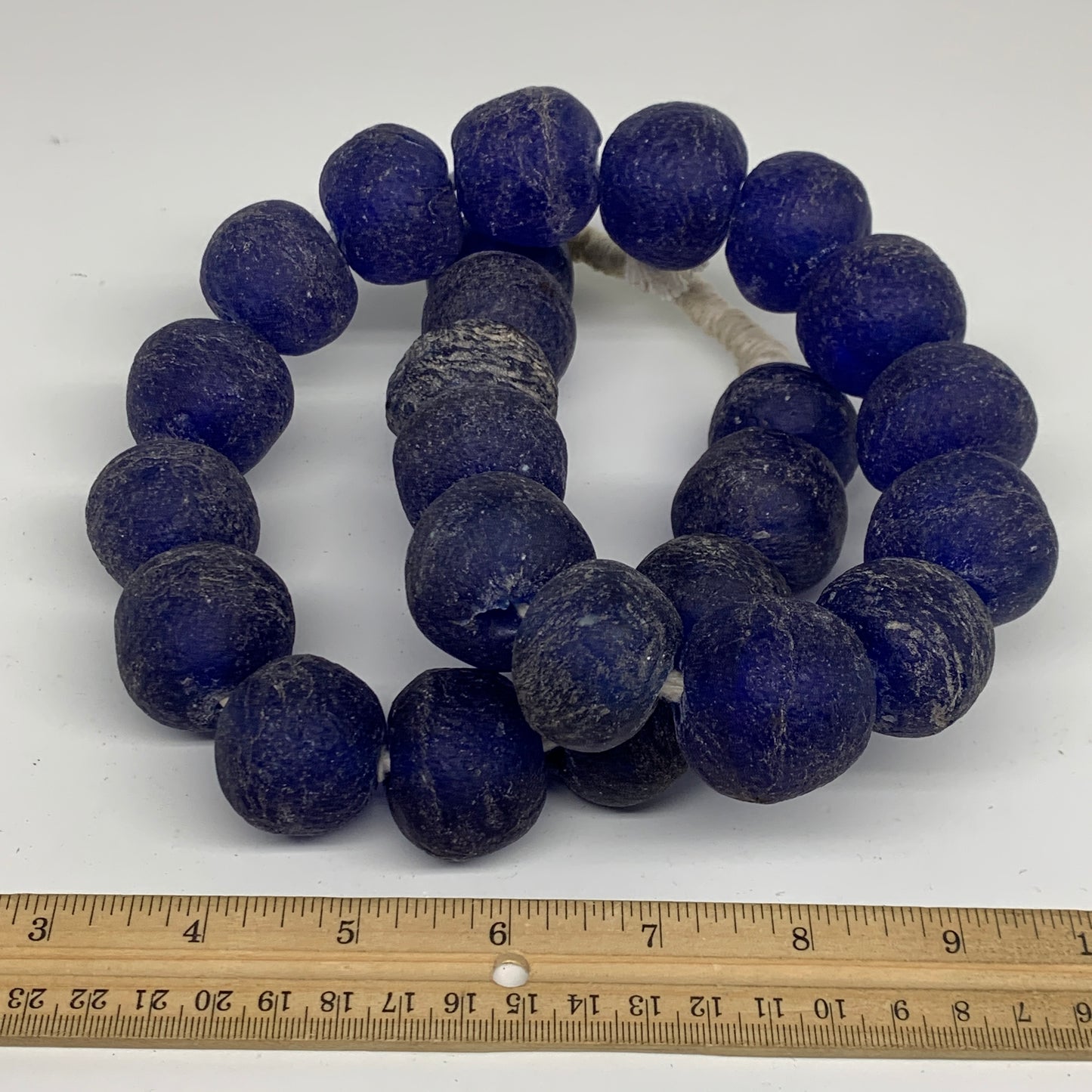 2.23 lbs, 25mm-30mm, 1 Strand, 25 beads, Blue Sea Glass Beads, B35668