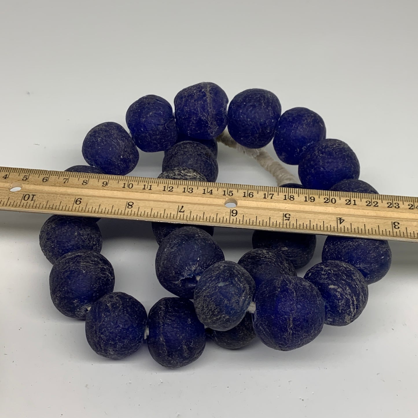 2.23 lbs, 25mm-30mm, 1 Strand, 25 beads, Blue Sea Glass Beads, B35668