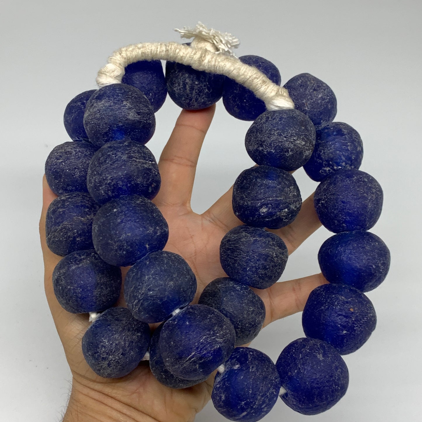 2.25 lbs, 23mm-31mm, 1 Strand, 25 beads, Blue Sea Glass Beads, B35670