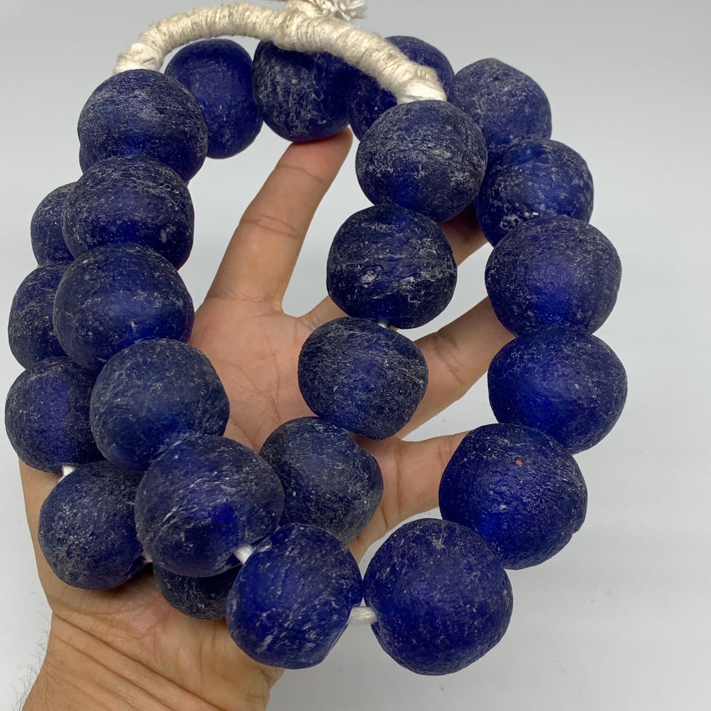 2.25 lbs, 23mm-31mm, 1 Strand, 25 beads, Blue Sea Glass Beads, B35670