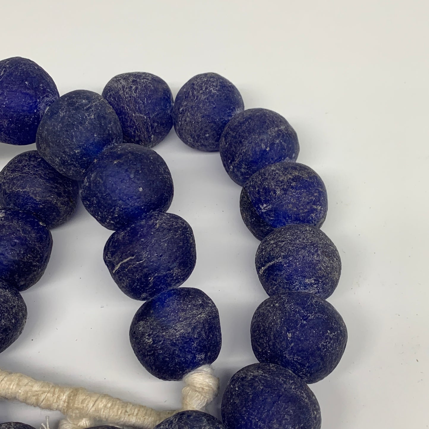 2.25 lbs, 23mm-31mm, 1 Strand, 25 beads, Blue Sea Glass Beads, B35670