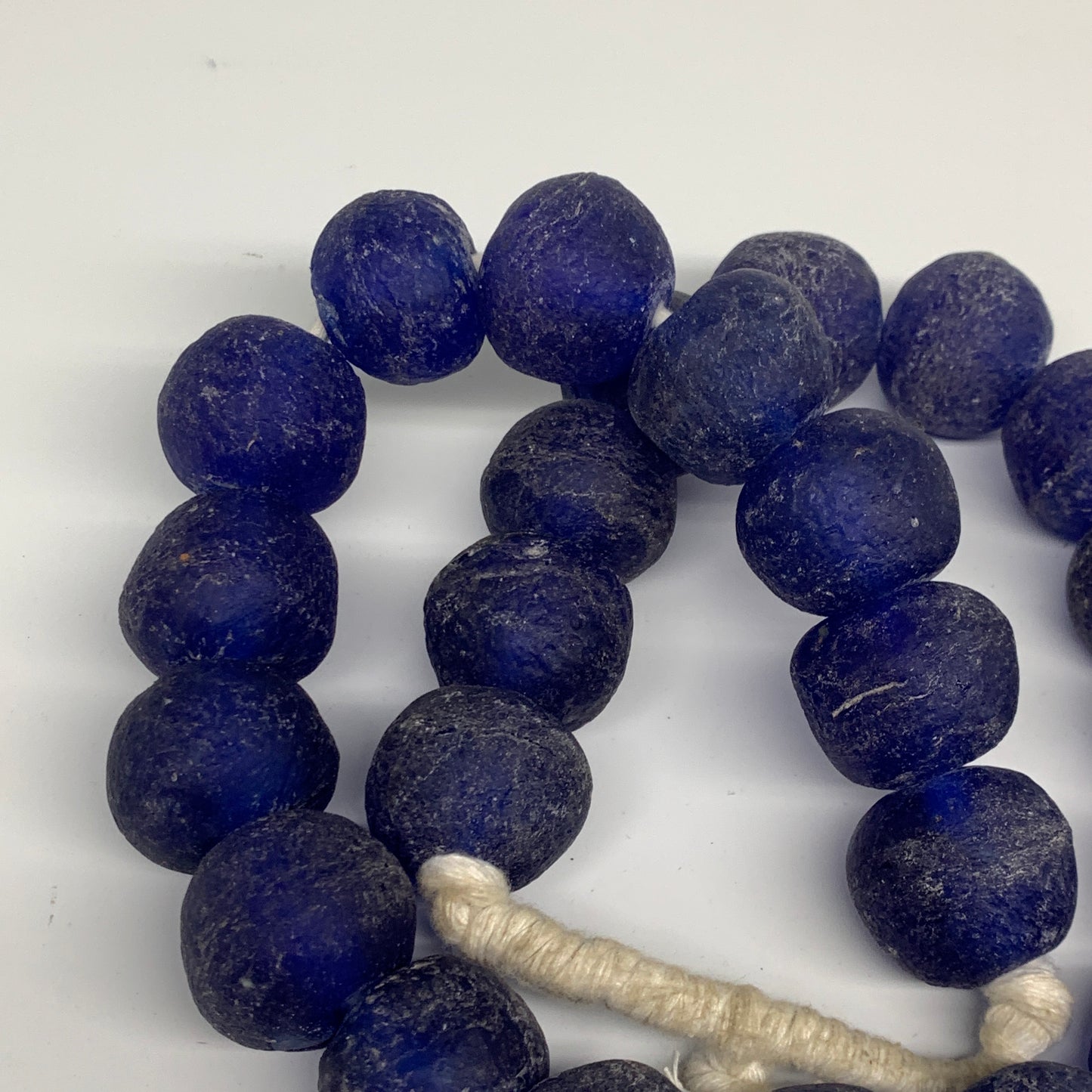 2.25 lbs, 23mm-31mm, 1 Strand, 25 beads, Blue Sea Glass Beads, B35670