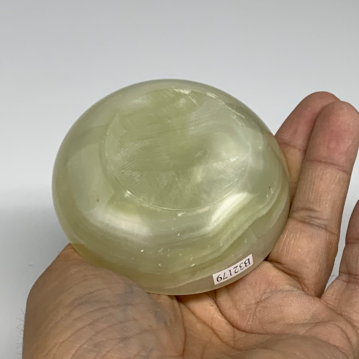 299.9g, 3.3"x1.5"x3", Natural Green Onyx Candle Holder Gemstone Hand Carved, B32