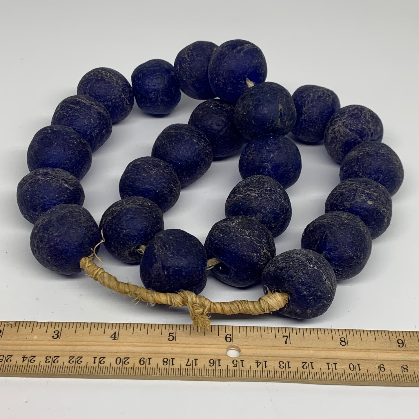 2.23 lbs, 26mm-31mm, 1 Strand, 24 beads, Blue Sea Glass Beads, B35672