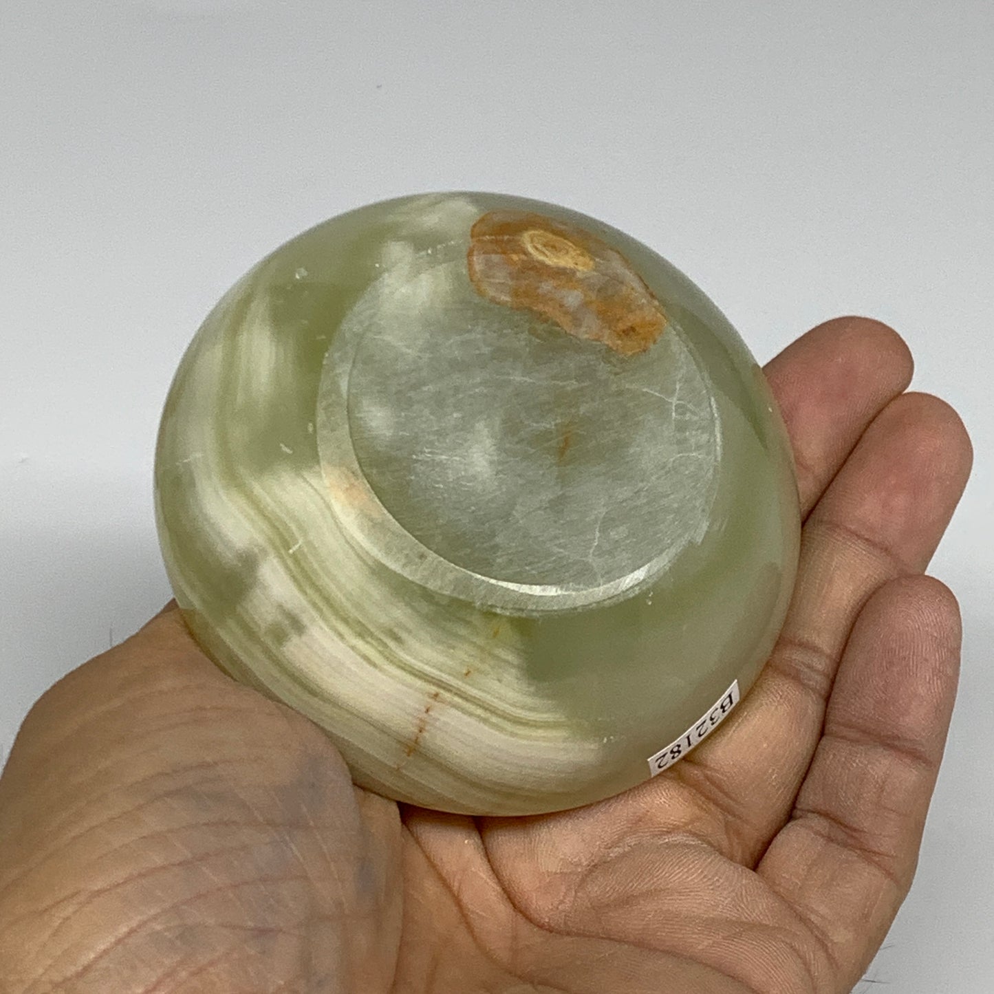 284g, 3.3"x1.4"x2.9", Natural Green Onyx Candle Holder Gemstone Hand Carved, B32