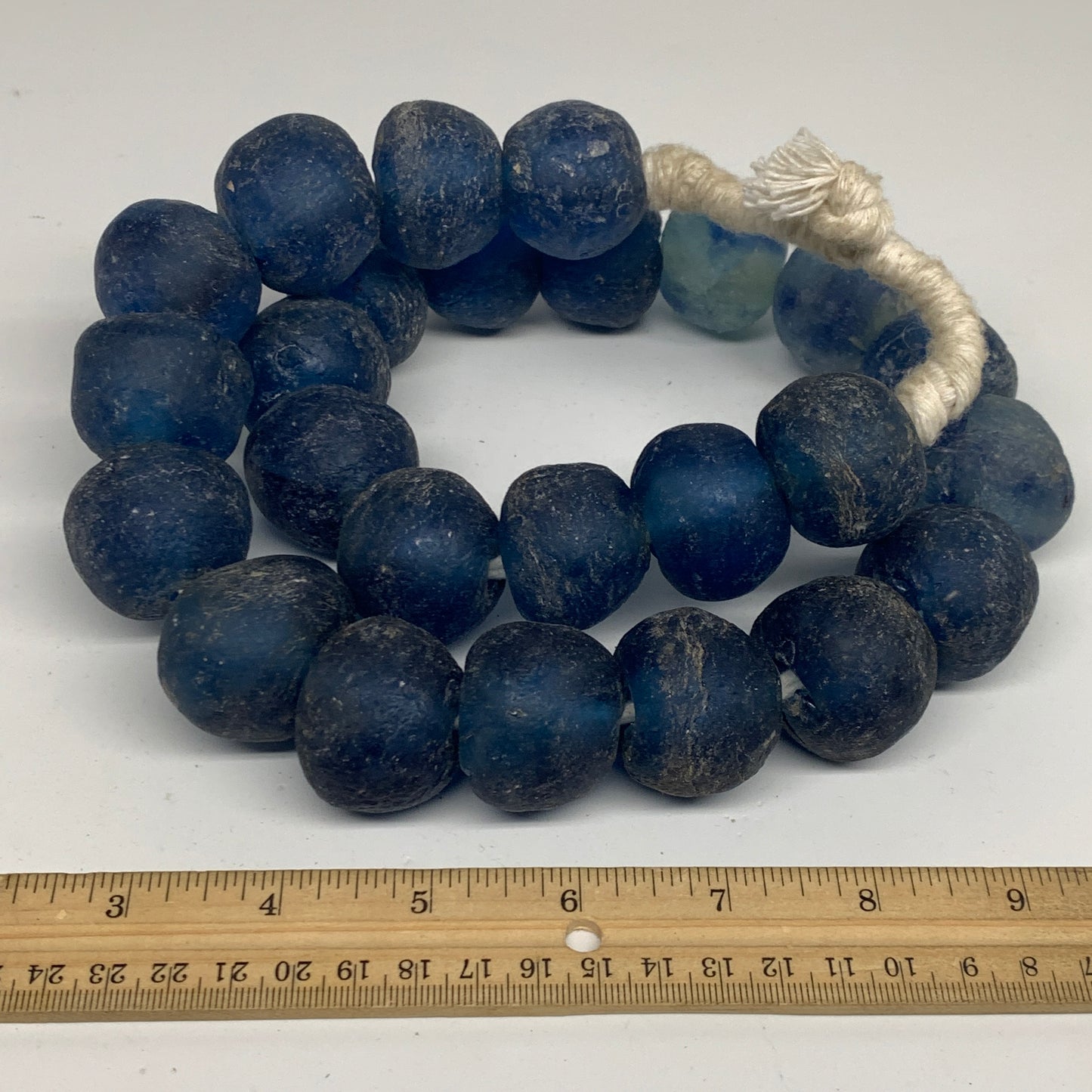 2.3 lbs, 25mm-30mm, 1 Strand, 25 beads, Blue Sea Glass Beads, B35676