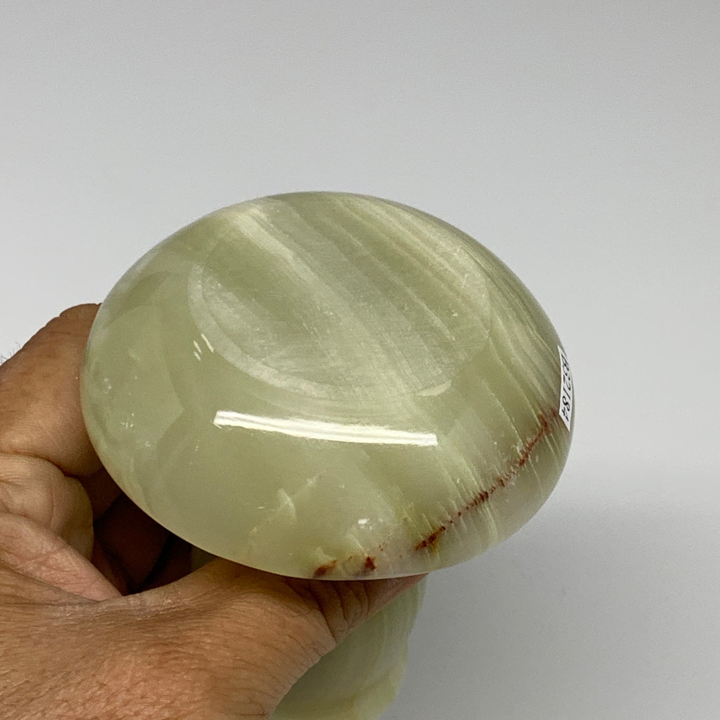 271g, 3.2"x1.5"x2.9", Natural Green Onyx Candle Holder Gemstone Hand Carved, B32