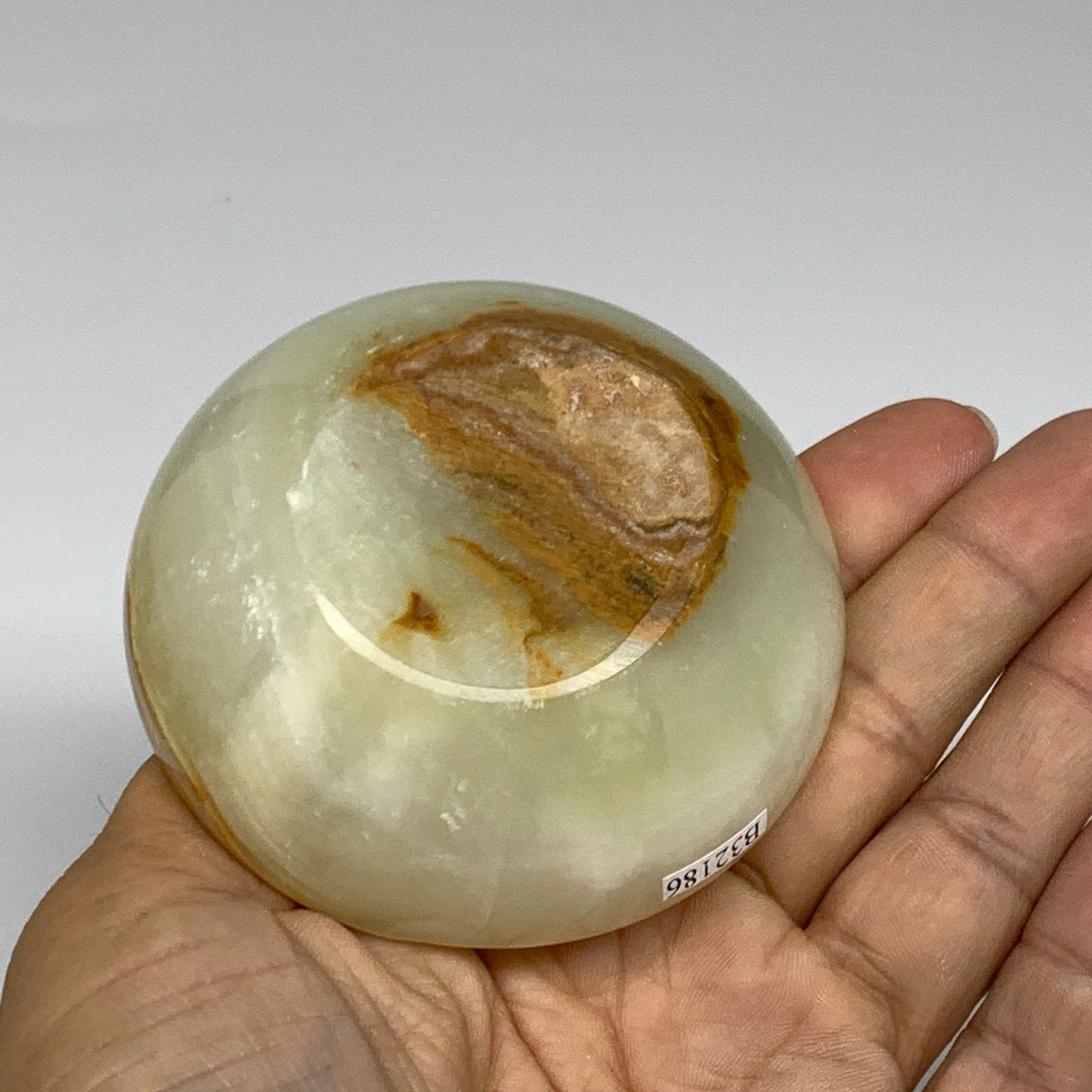 285g, 3.4"x1.5"x2.9", Natural Green Onyx Candle Holder Gemstone Hand Carved, B32