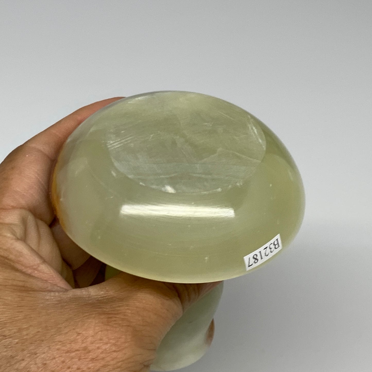 264g, 3.2"x1.4"x2.9", Natural Green Onyx Candle Holder Gemstone Hand Carved, B32