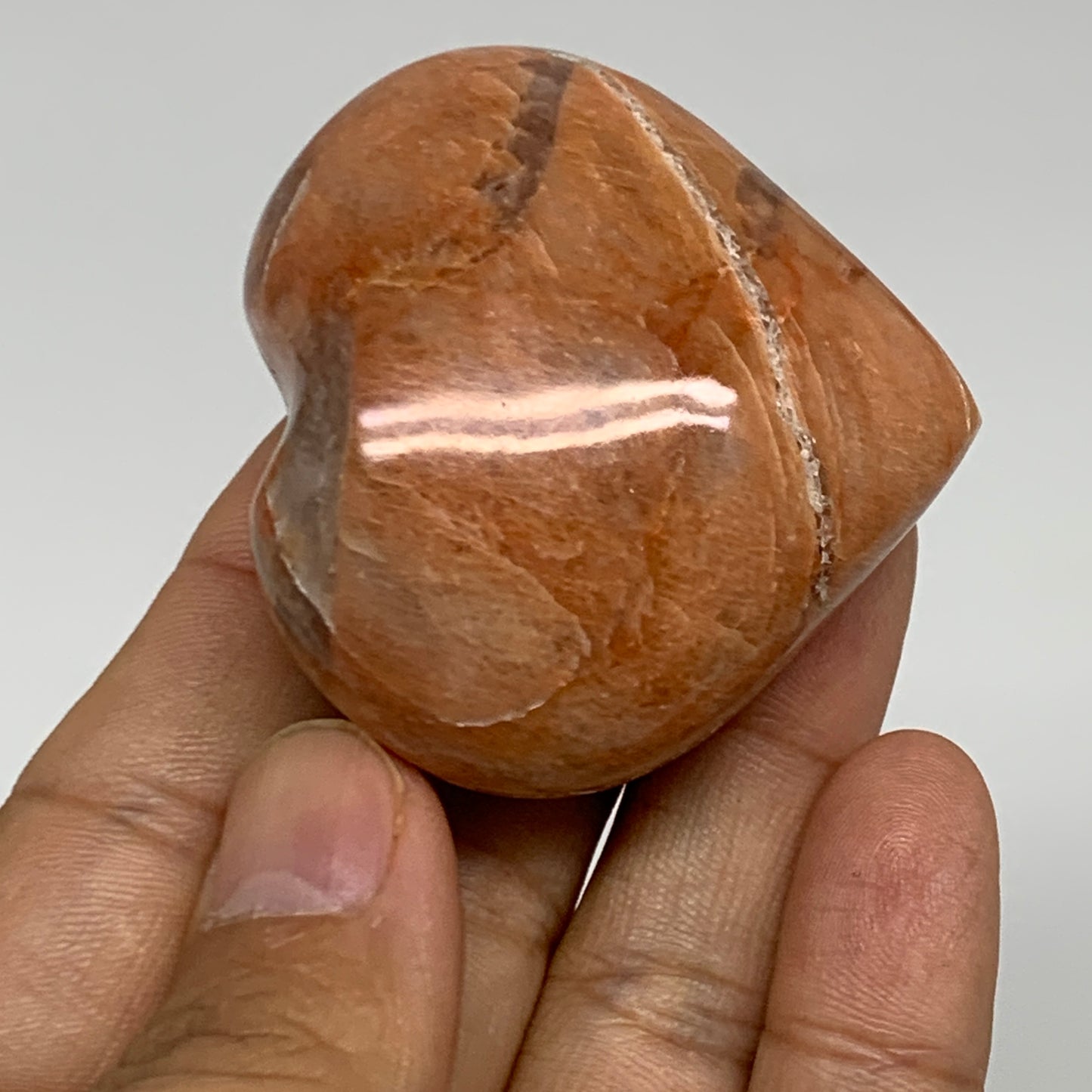 81.2g, 1.9"x2"x1", Peach Moonstone Heart Crystal Polished, B34978