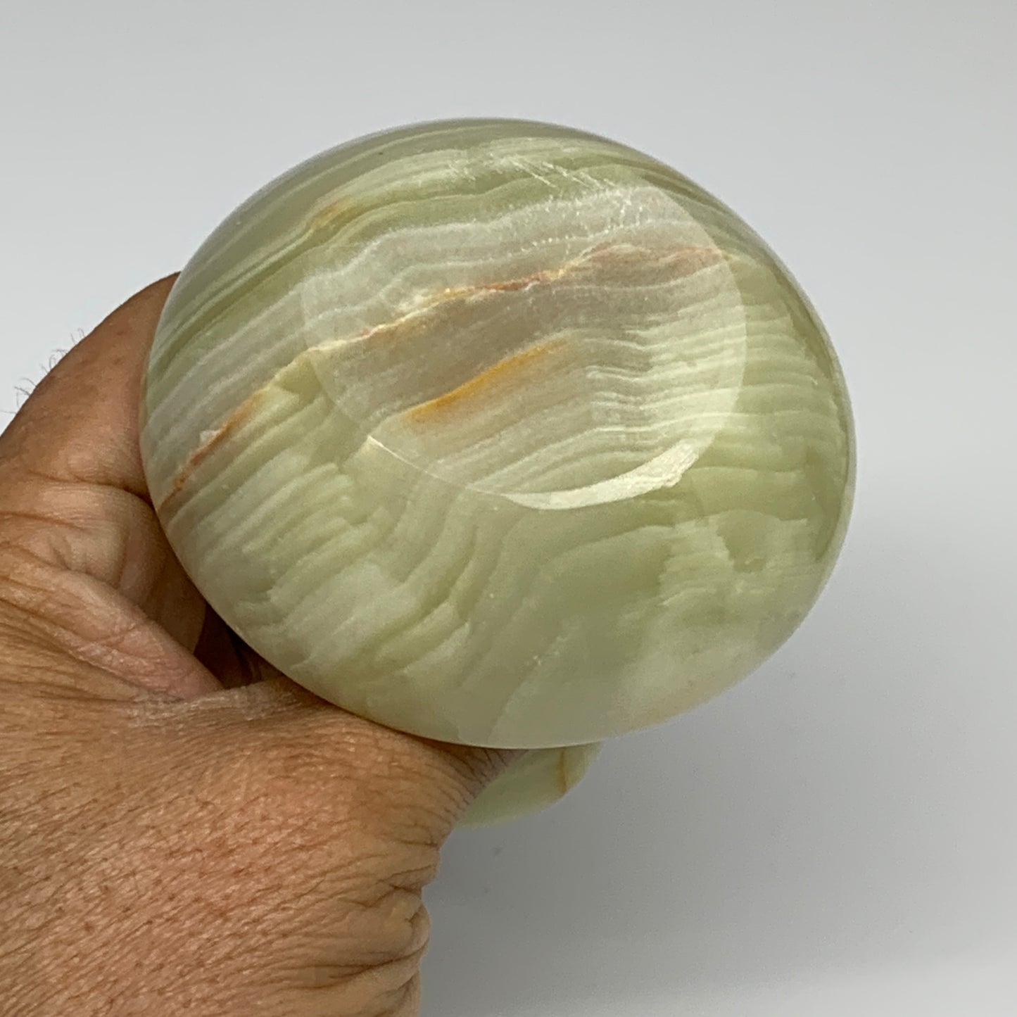 261g, 3.2"x1.5"x2.9", Natural Green Onyx Candle Holder Gemstone Hand Carved, B32