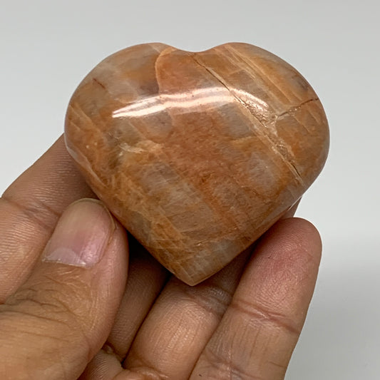 73.1g, 1.8"x2"x1", Peach Moonstone Heart Crystal Polished, B34980