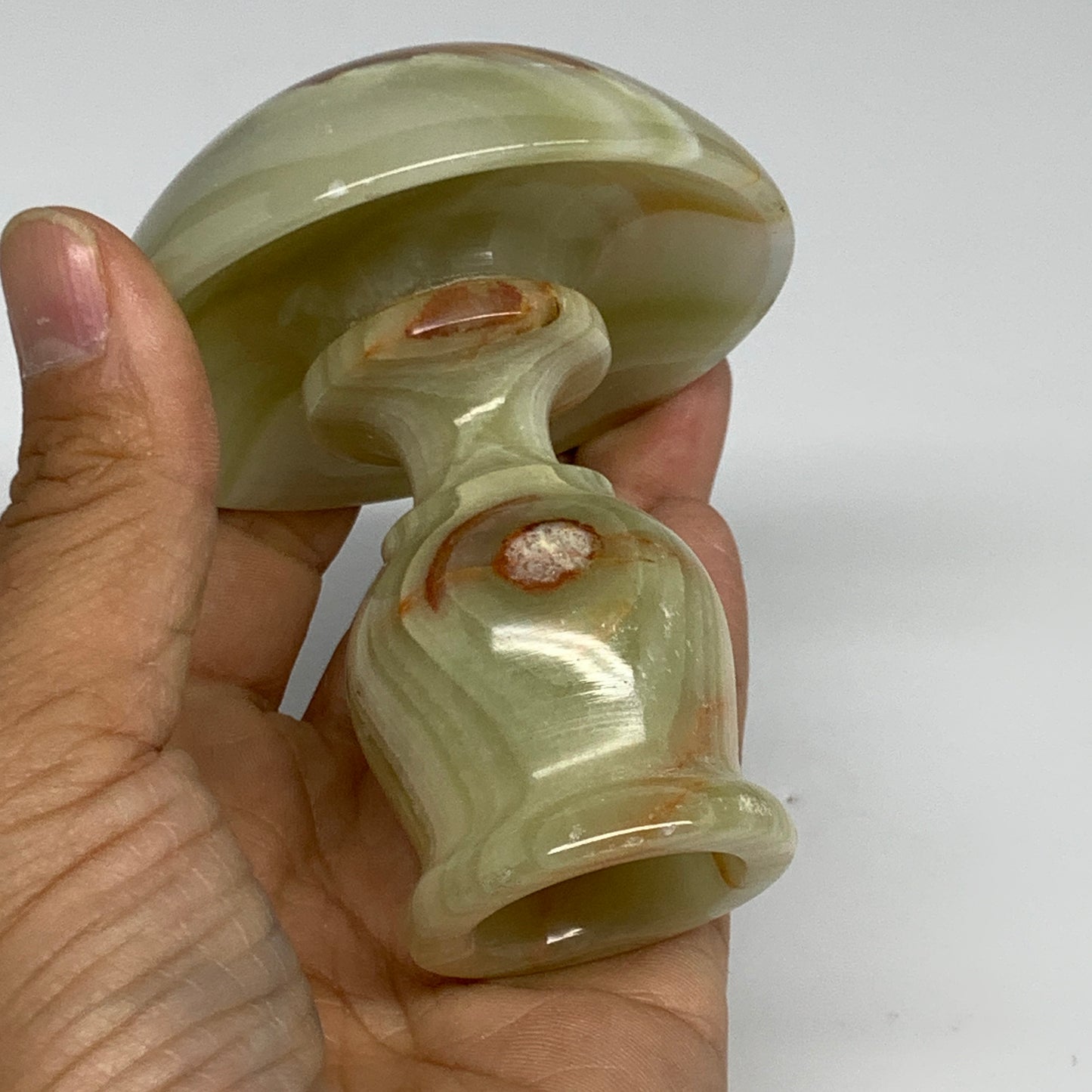 267g, 3.3"x1.5"x2.9", Natural Green Onyx Candle Holder Gemstone Hand Carved, B32