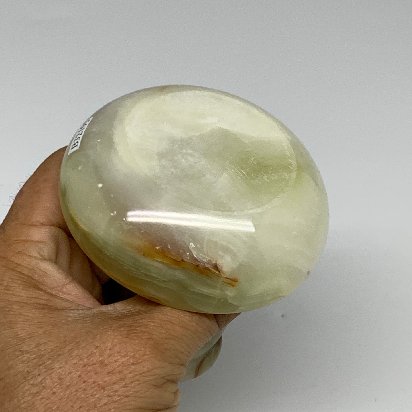 302g, 3.3"x1.5"x3", Natural Green Onyx Candle Holder Gemstone Hand Carved, B3219